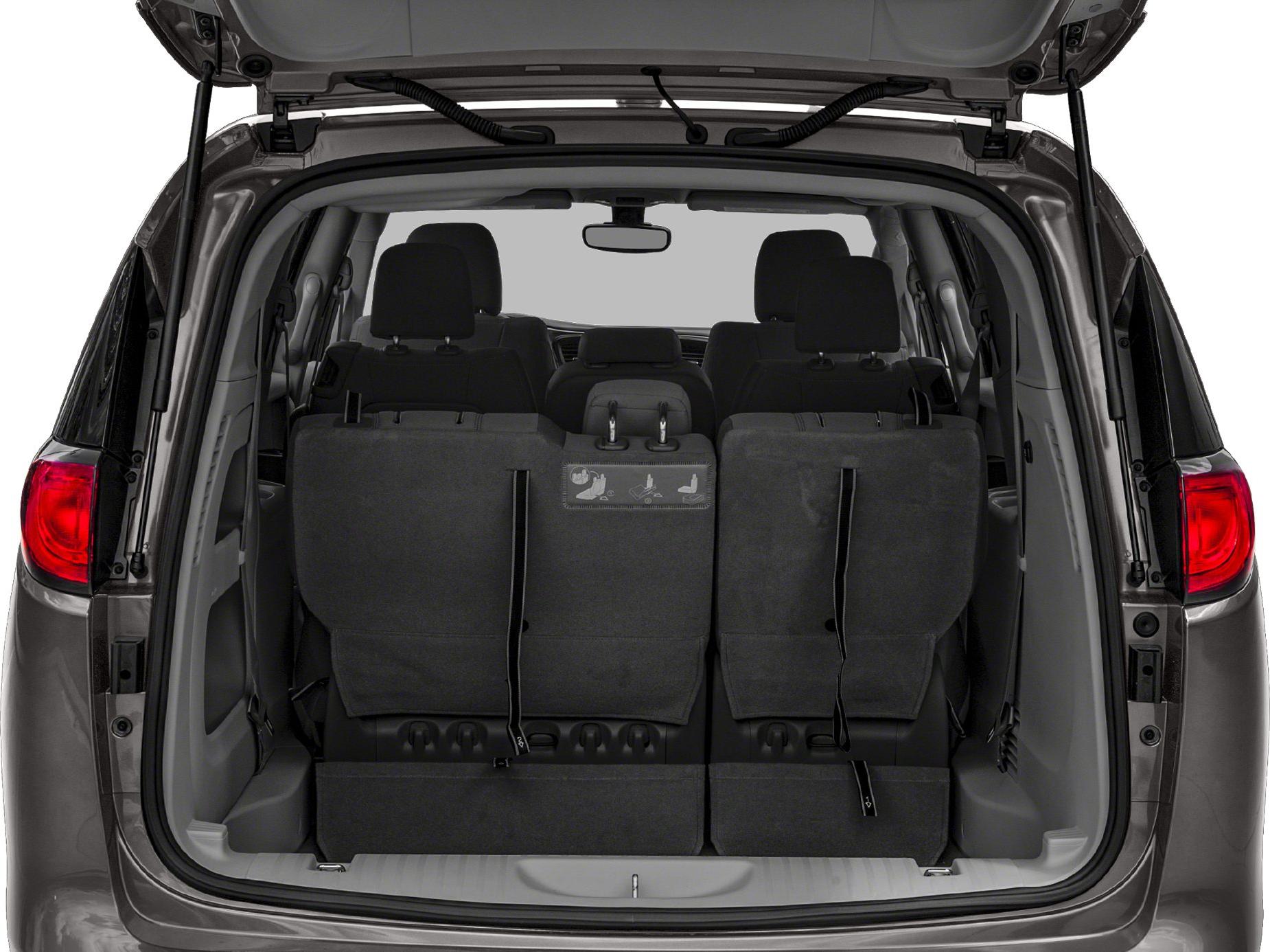 Rear cargo space and fold-flat seats in a minivan