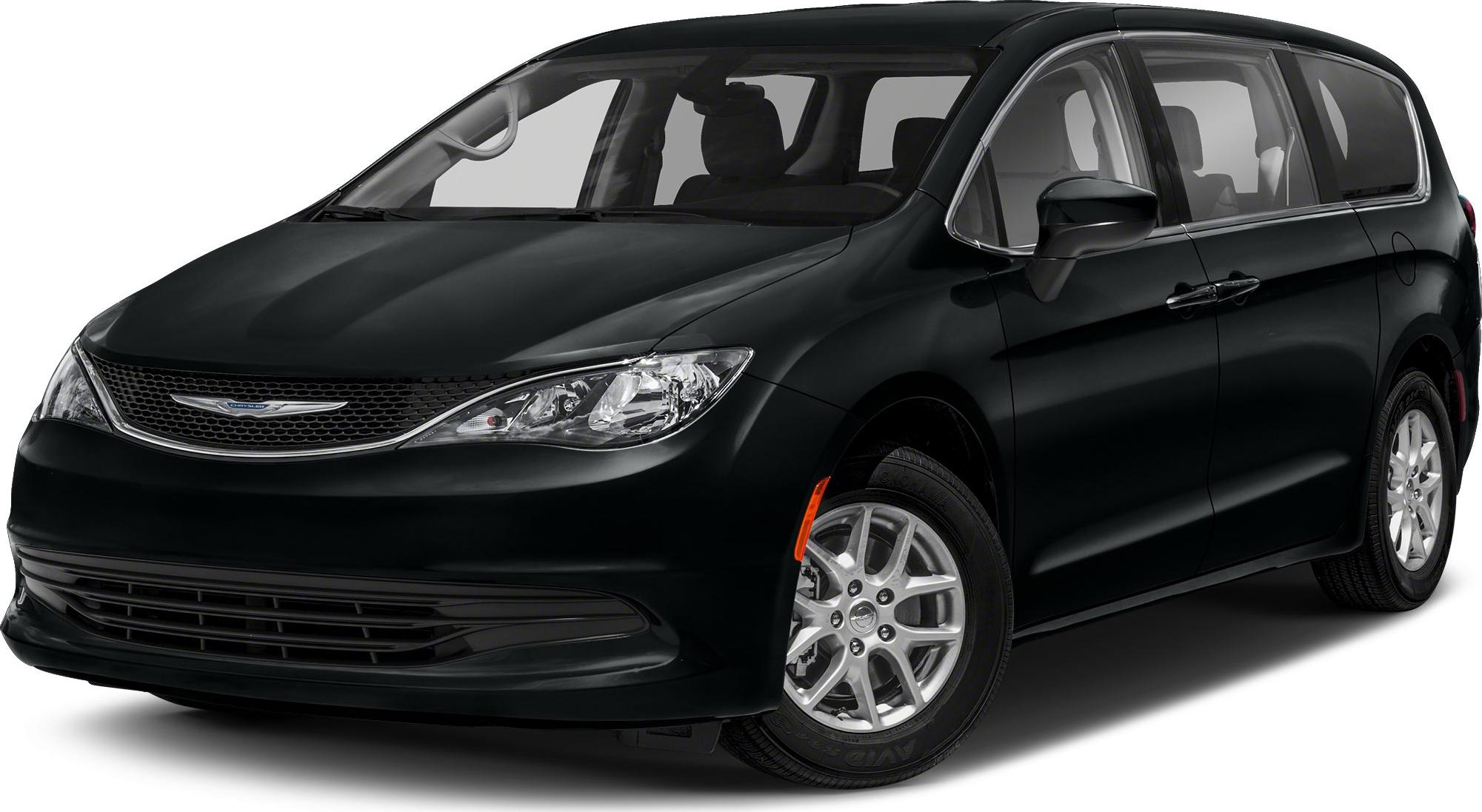 Front-side view with headlights, grille, and alloy wheels of a minivan