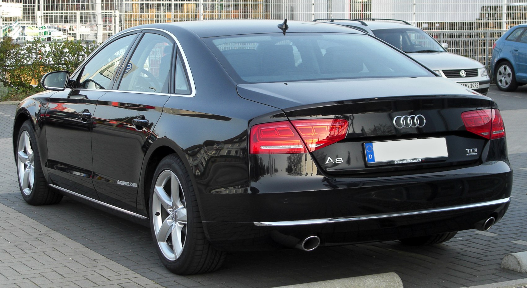 Rear view with LED tail lights and dual exhaust