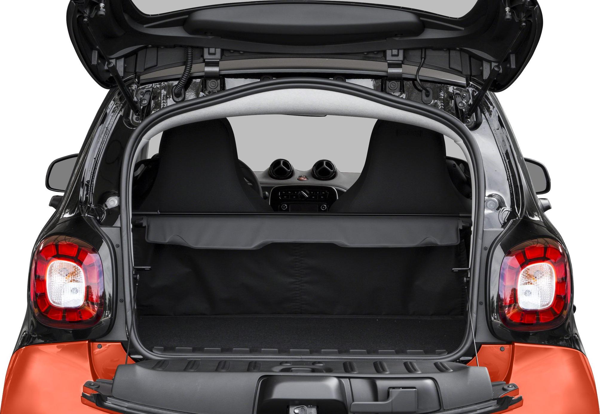 Compact rear trunk and interior of small hatchback