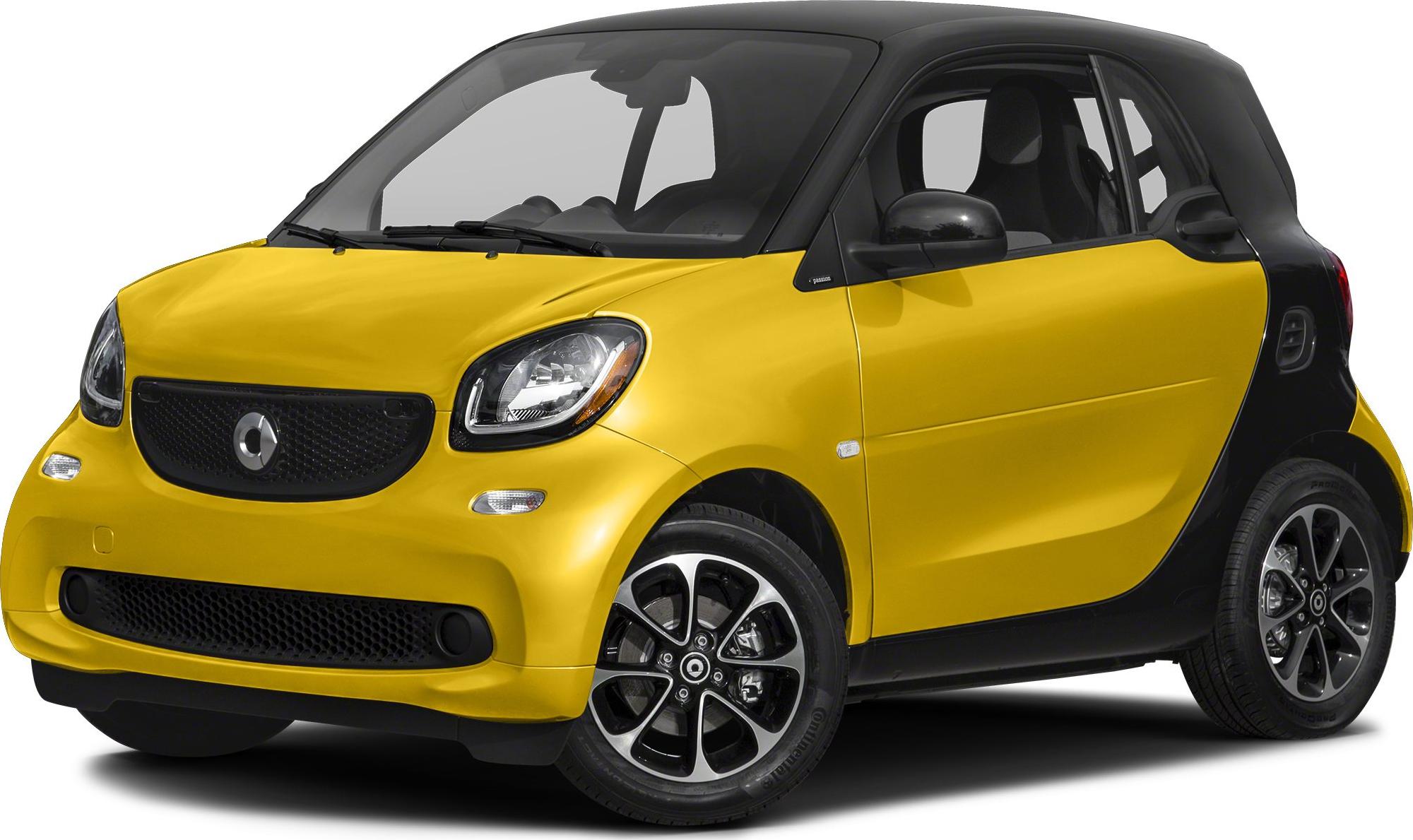 Yellow and black two-tone compact coupe with alloy wheels