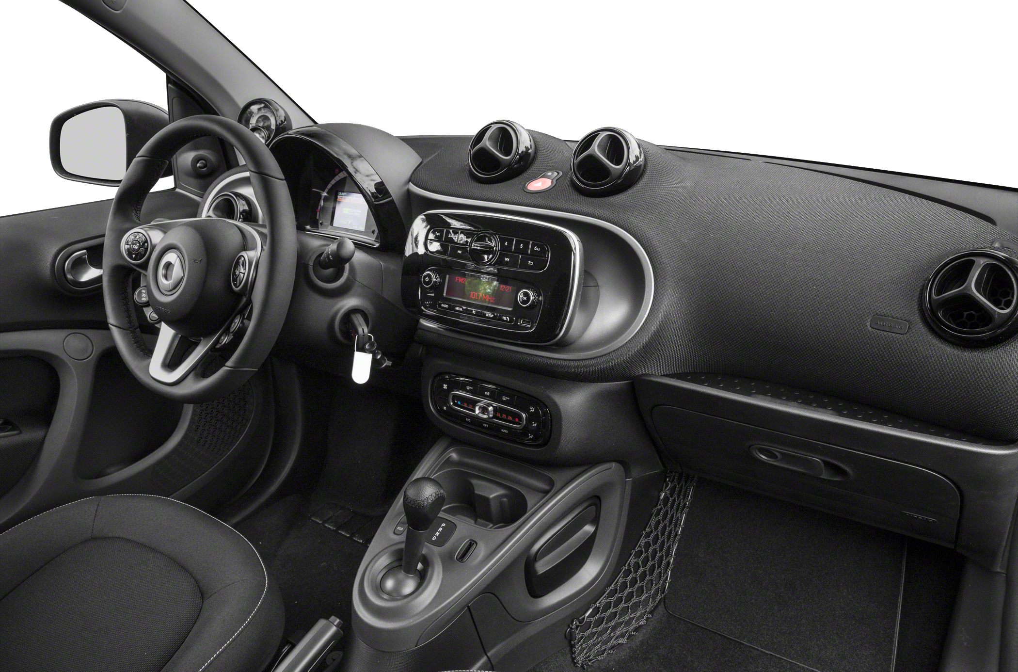 Dashboard, steering wheel, center console controls