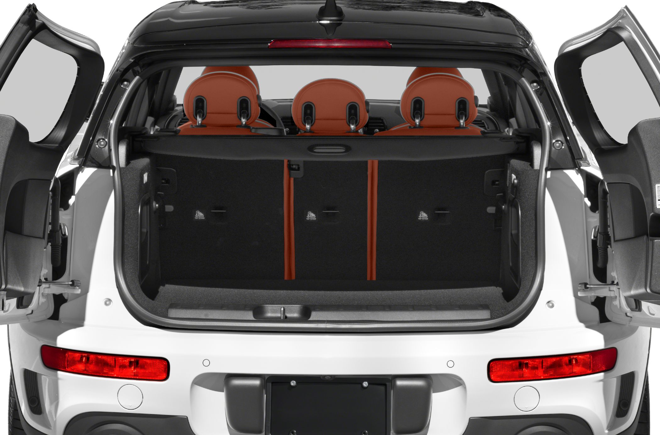 Rear cargo space with split-fold rear seats and distinct headrests