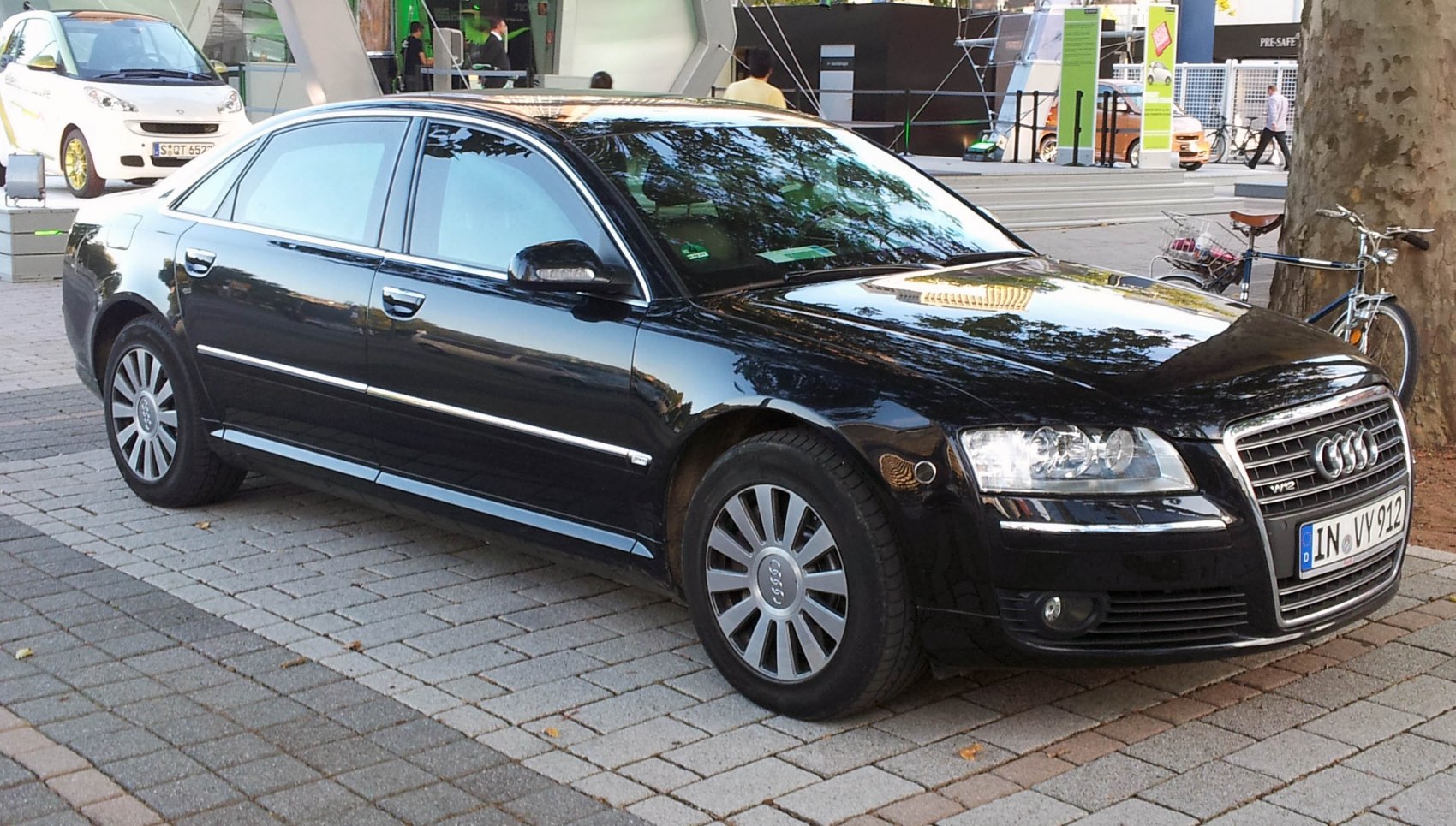 Luxury sedan with distinctive front grille and alloy wheels