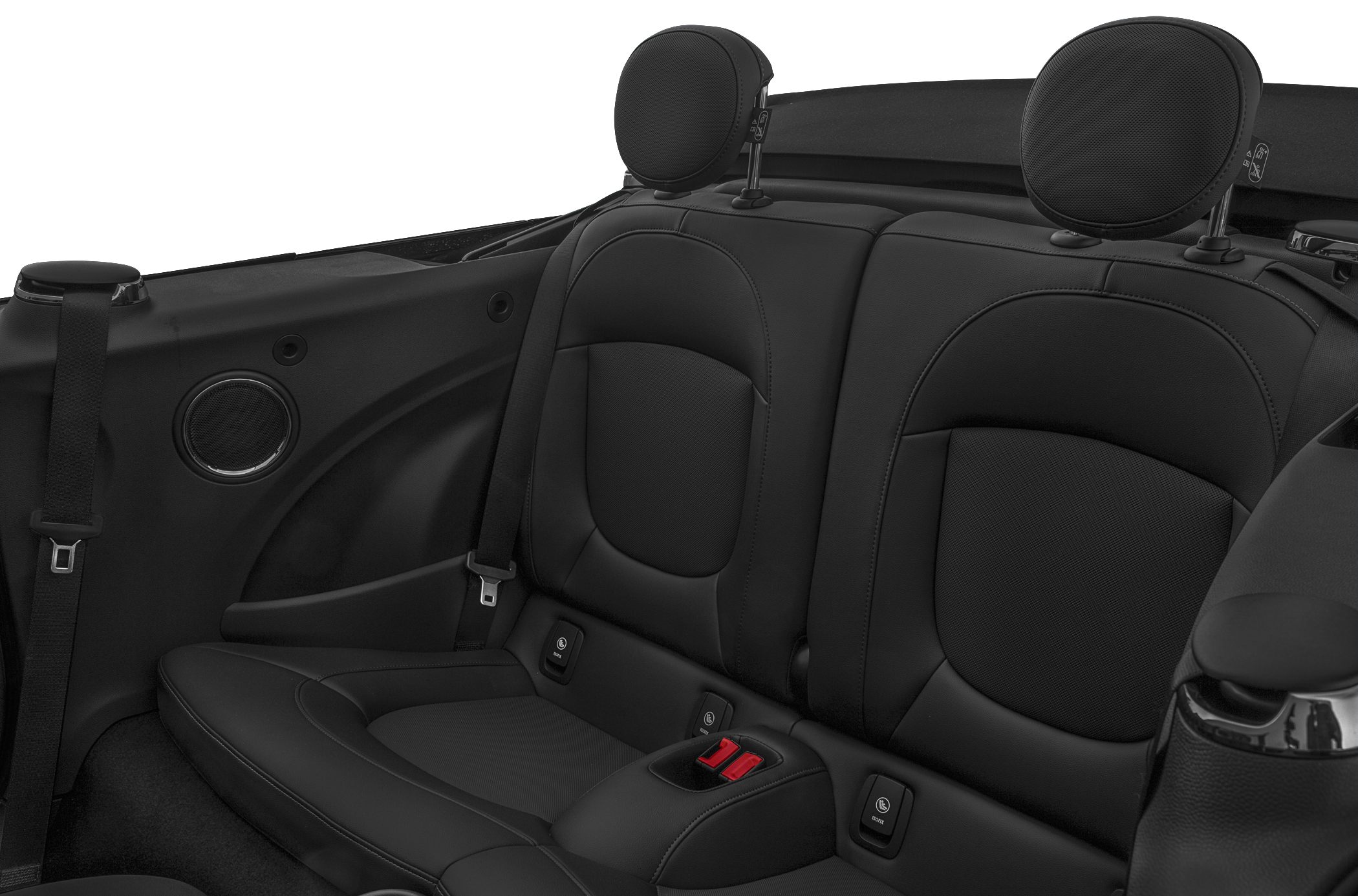 Black leather rear seats with headrests and seat belts