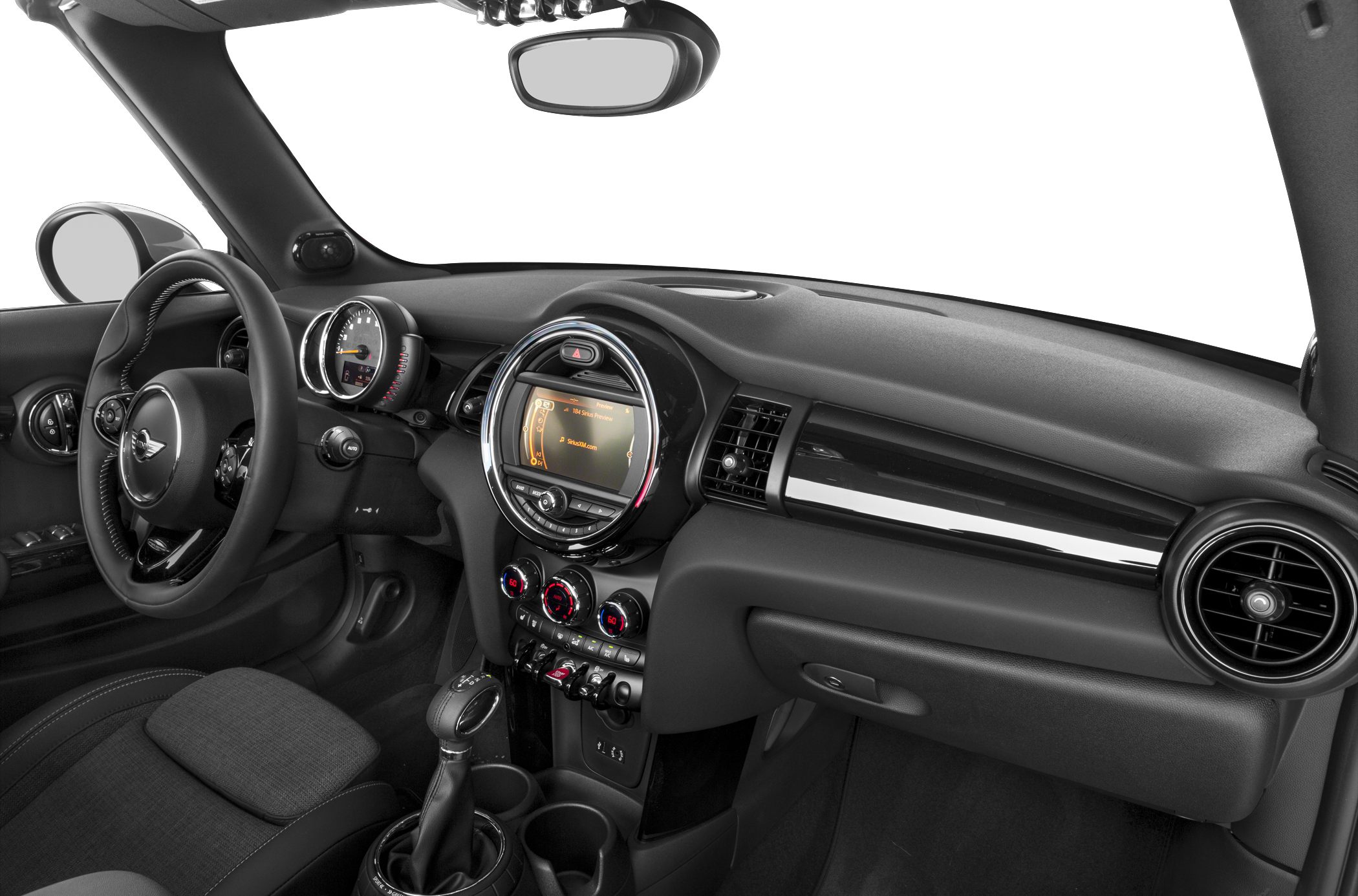 Interior dashboard and center console with digital display and controls