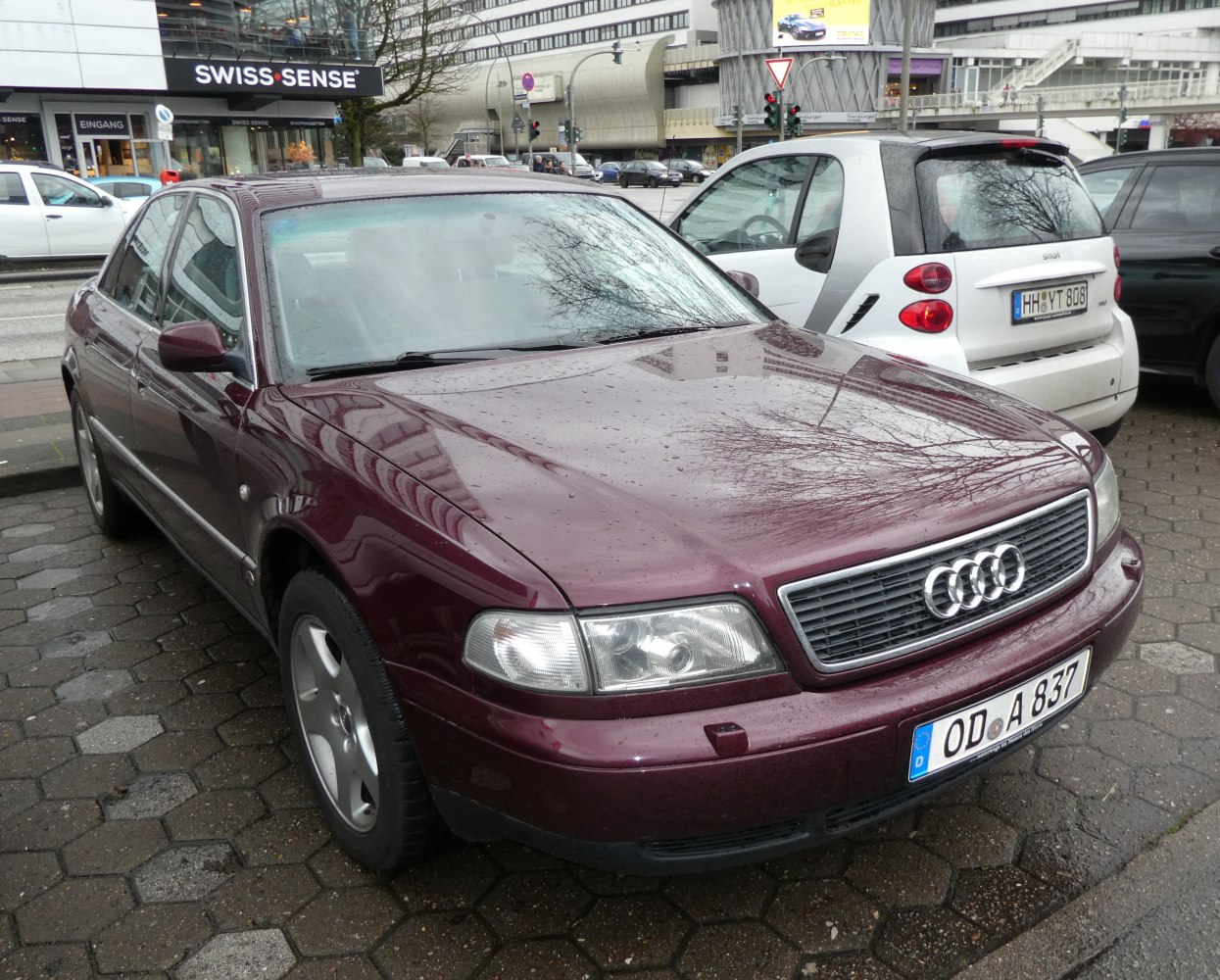 Front view of classic 1995 sedan with signature grille and headlights