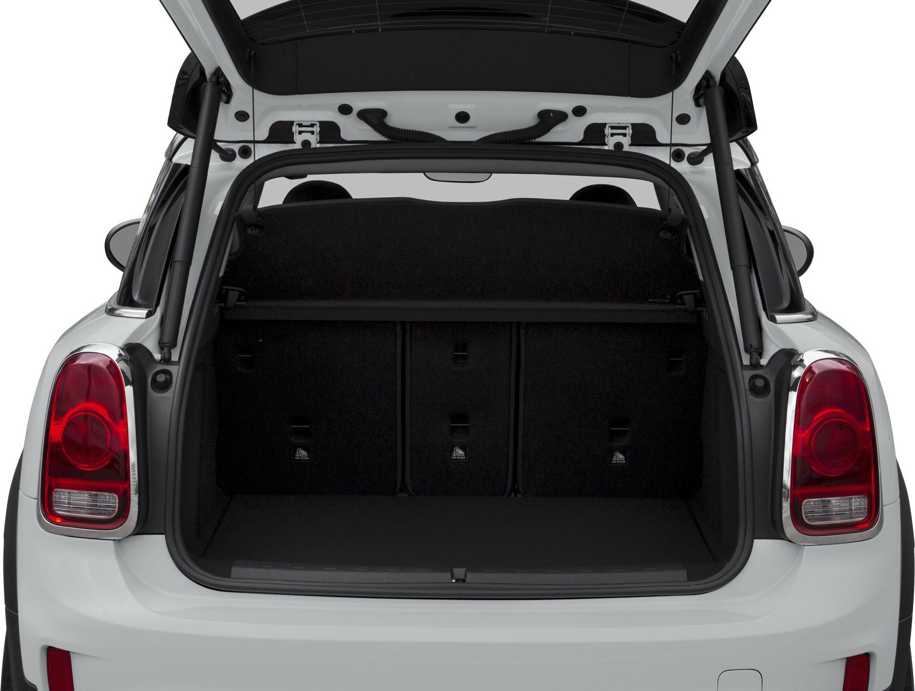 Open rear trunk and spacious cargo area with rear seats visible