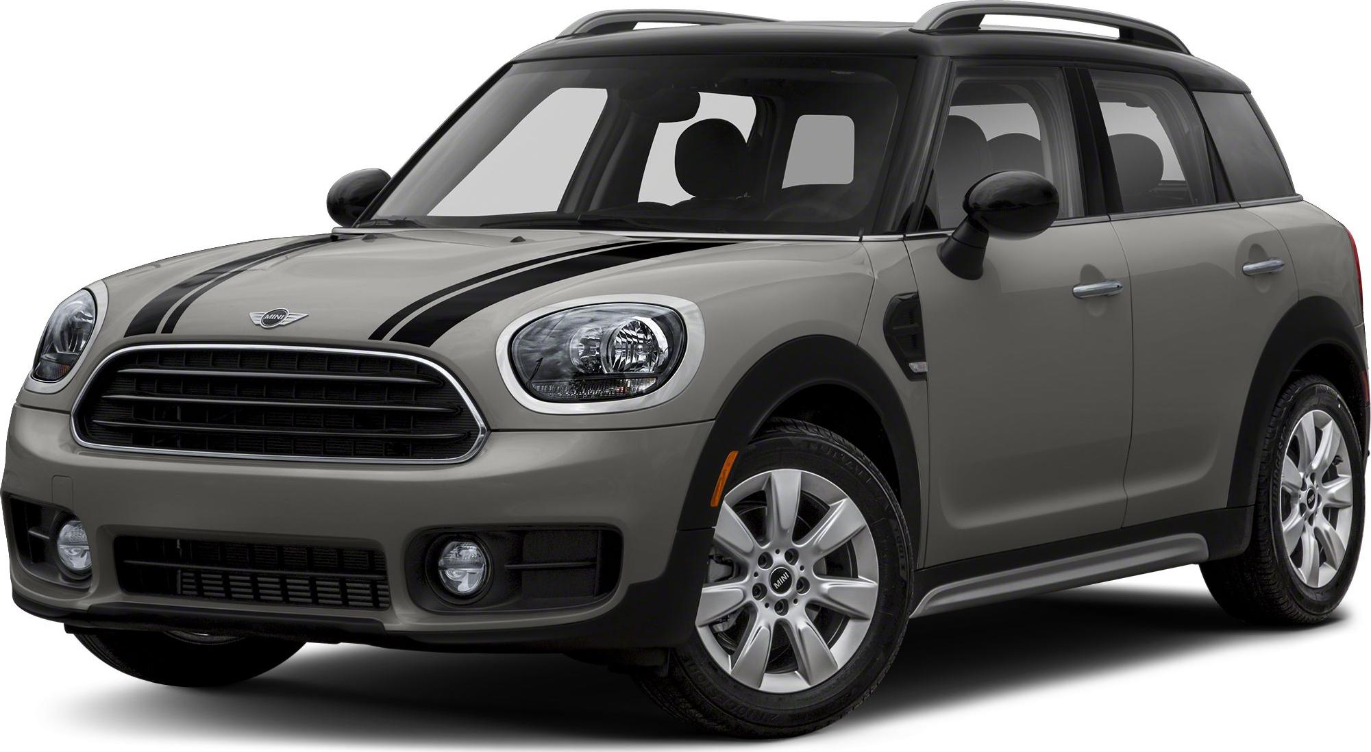 Front-angle view of a compact SUV with roof rails and hood stripes