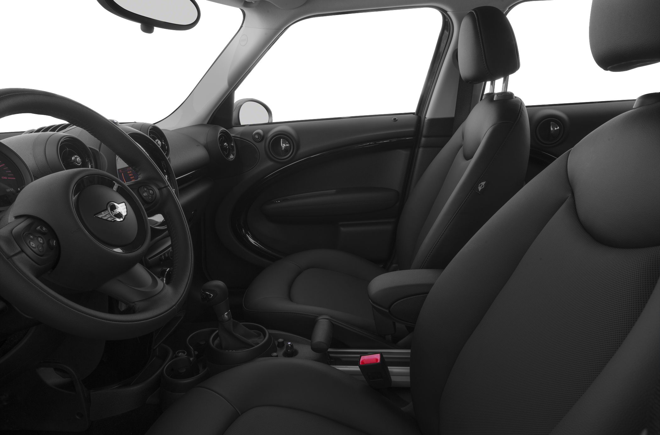 Modern interior with steering wheel, ergonomic seats, and dashboard design