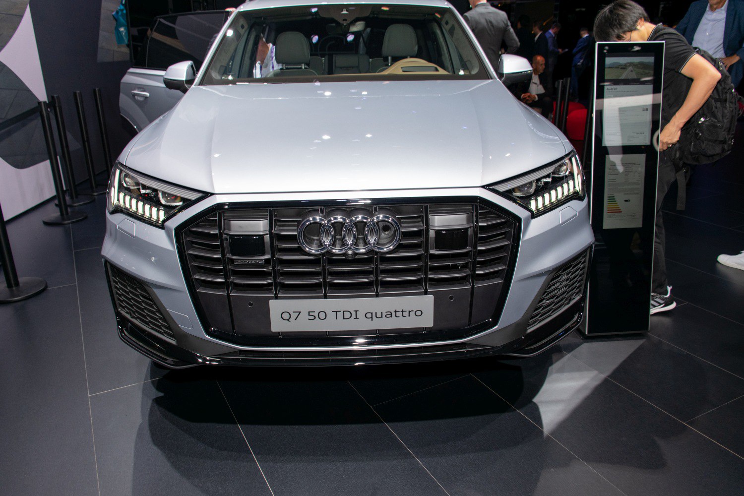 Front grille and LED headlights of luxury SUV