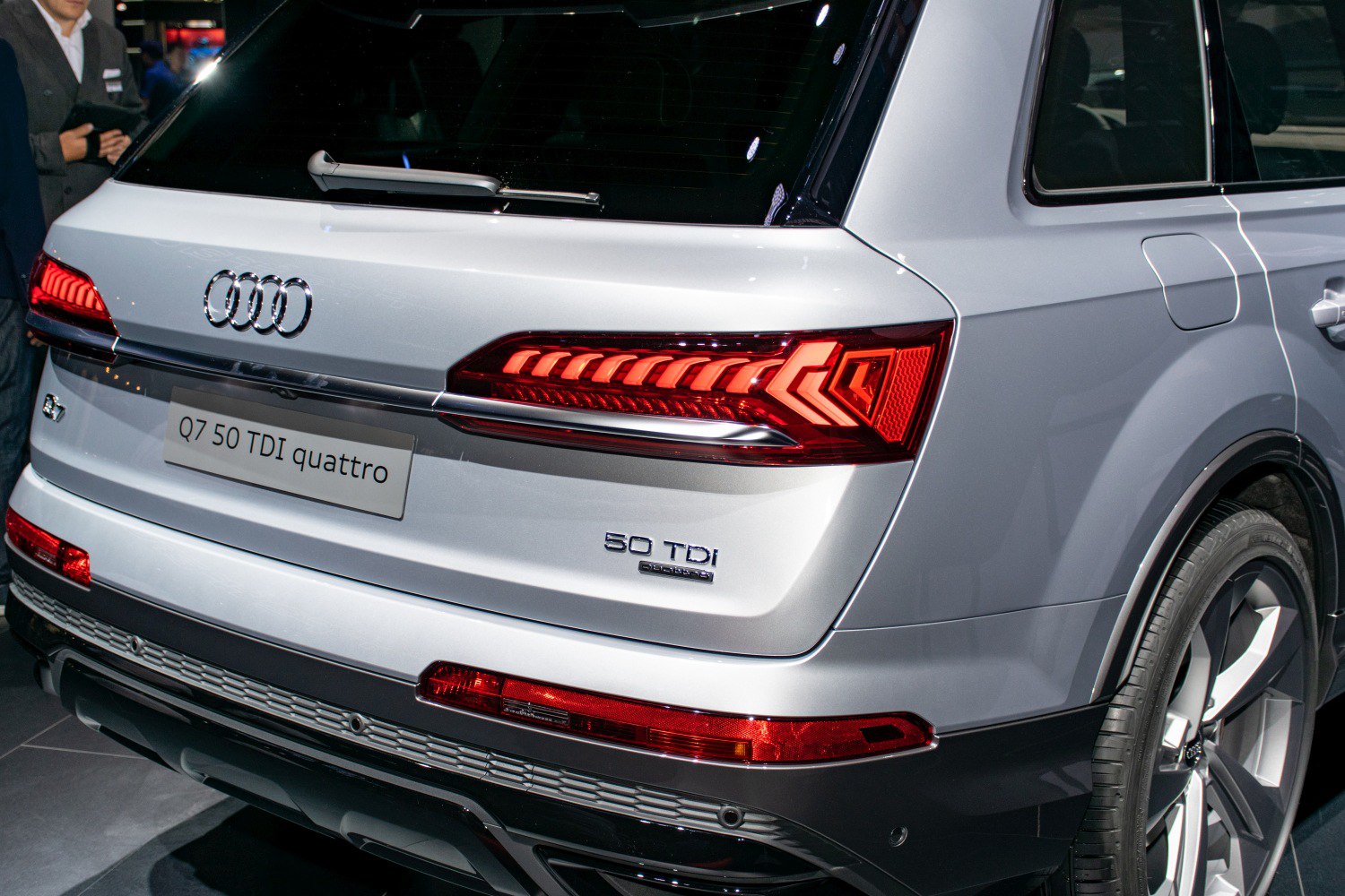 LED tail lights and rear design of silver SUV