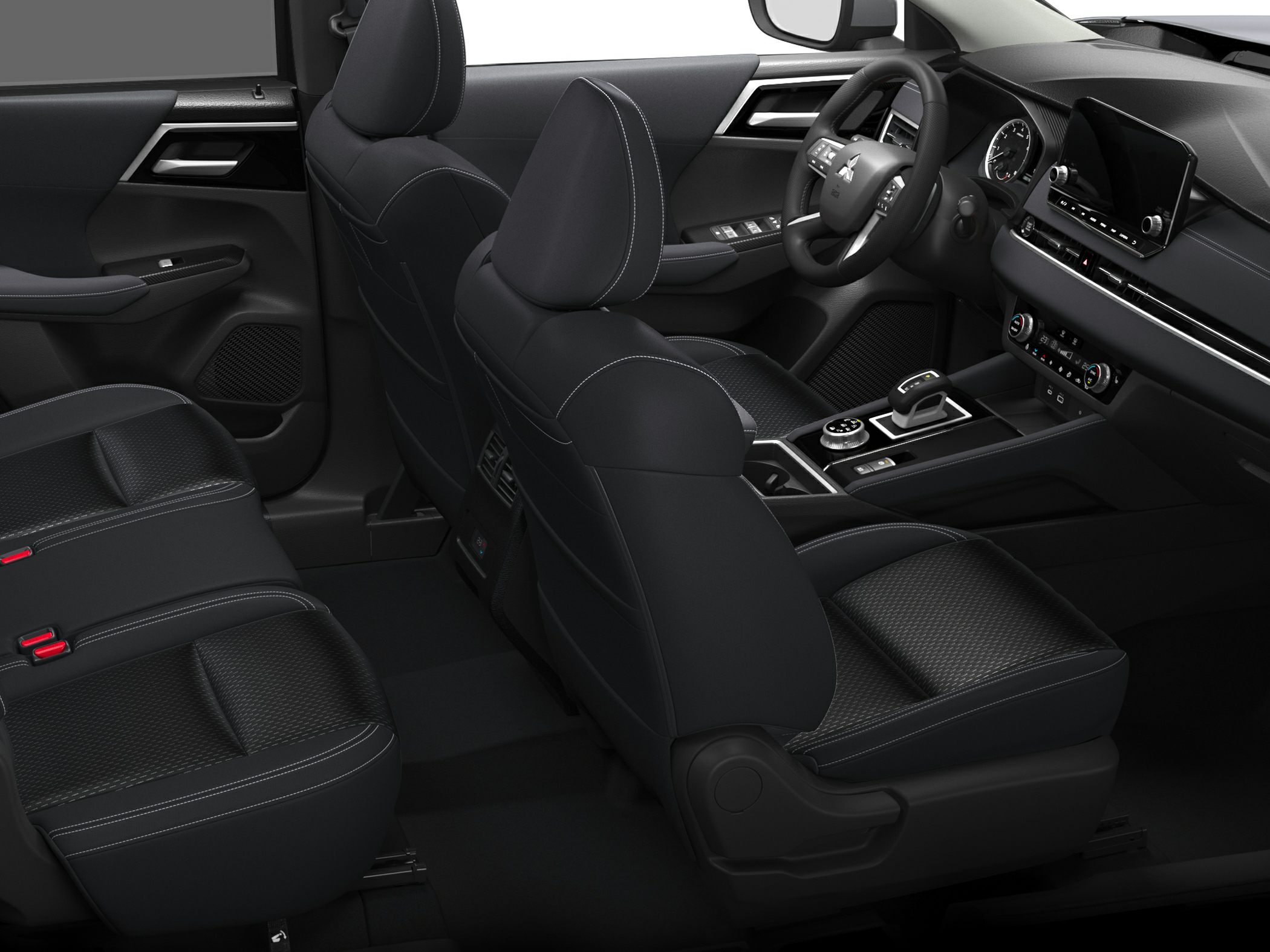 Modern spacious car interior with advanced dashboard and comfortable seats