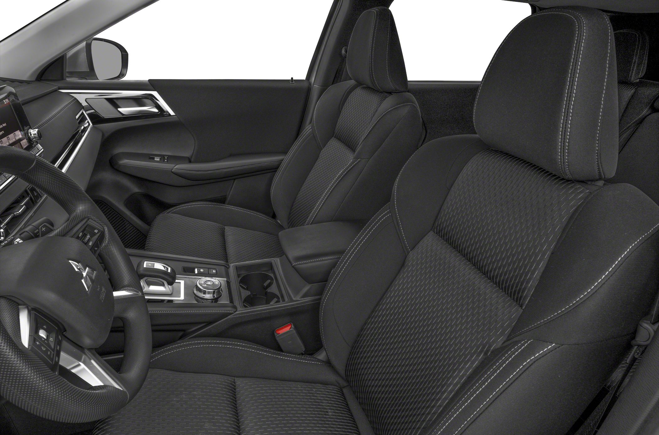 Black fabric front seats and dashboard controls