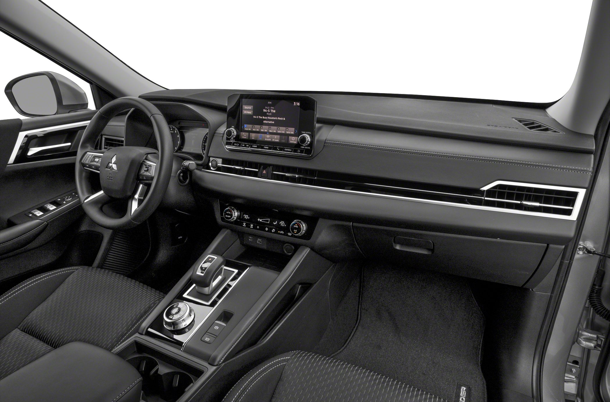 Modern car interior with dashboard and center console