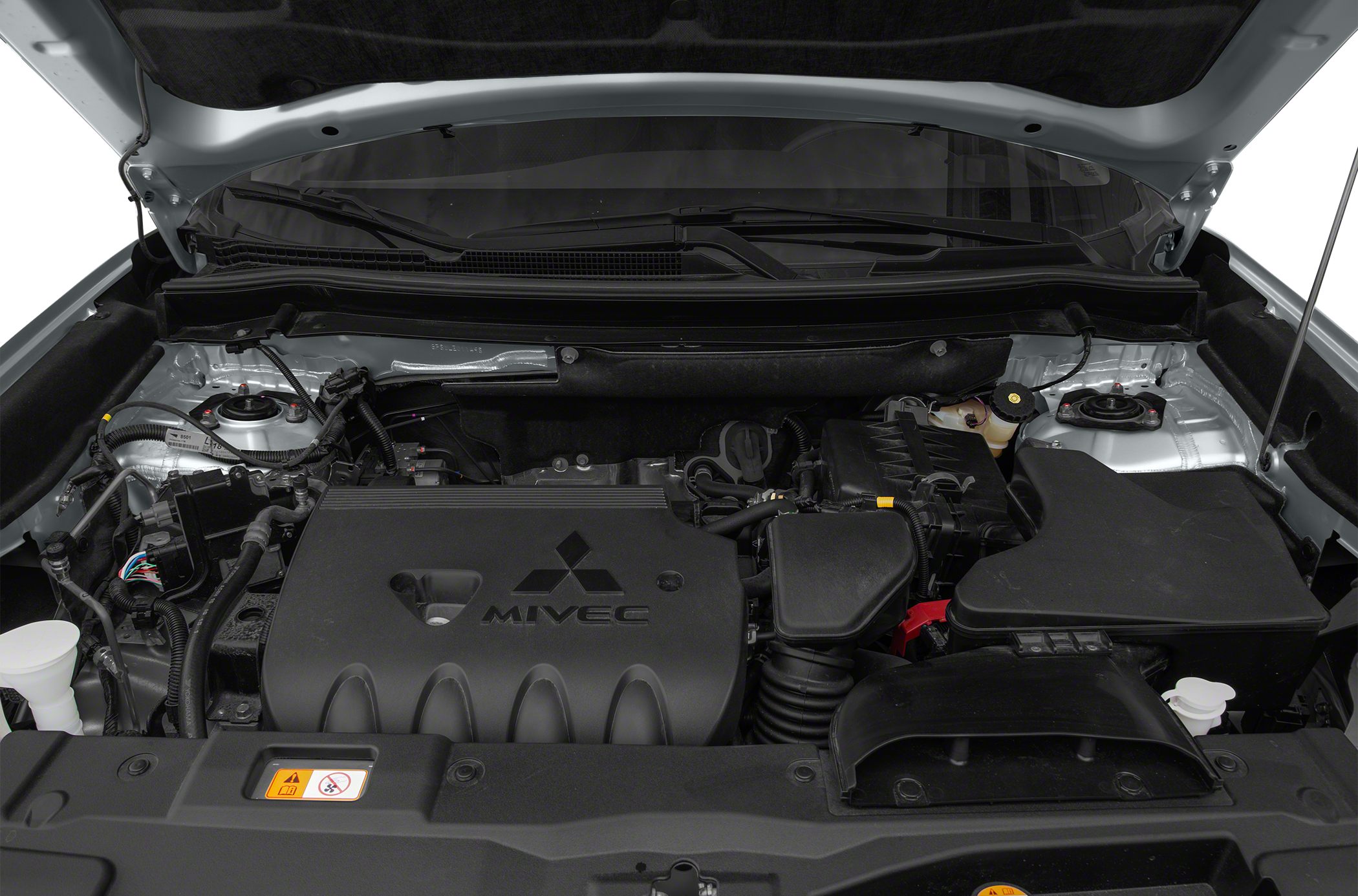 Engine bay with MIVEC engine cover and key components.