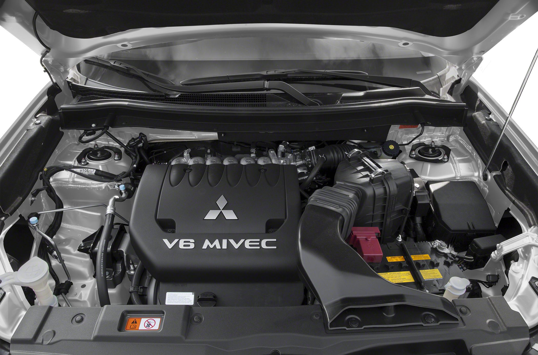 V6 MIVEC engine in open hood showcasing layout and components