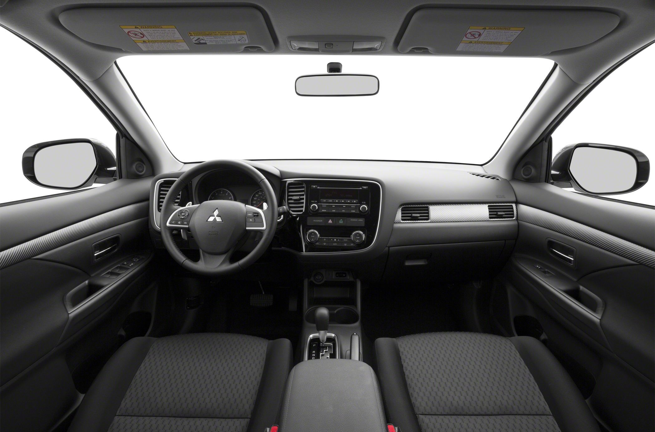 Dashboard and steering wheel interior with center console and seats