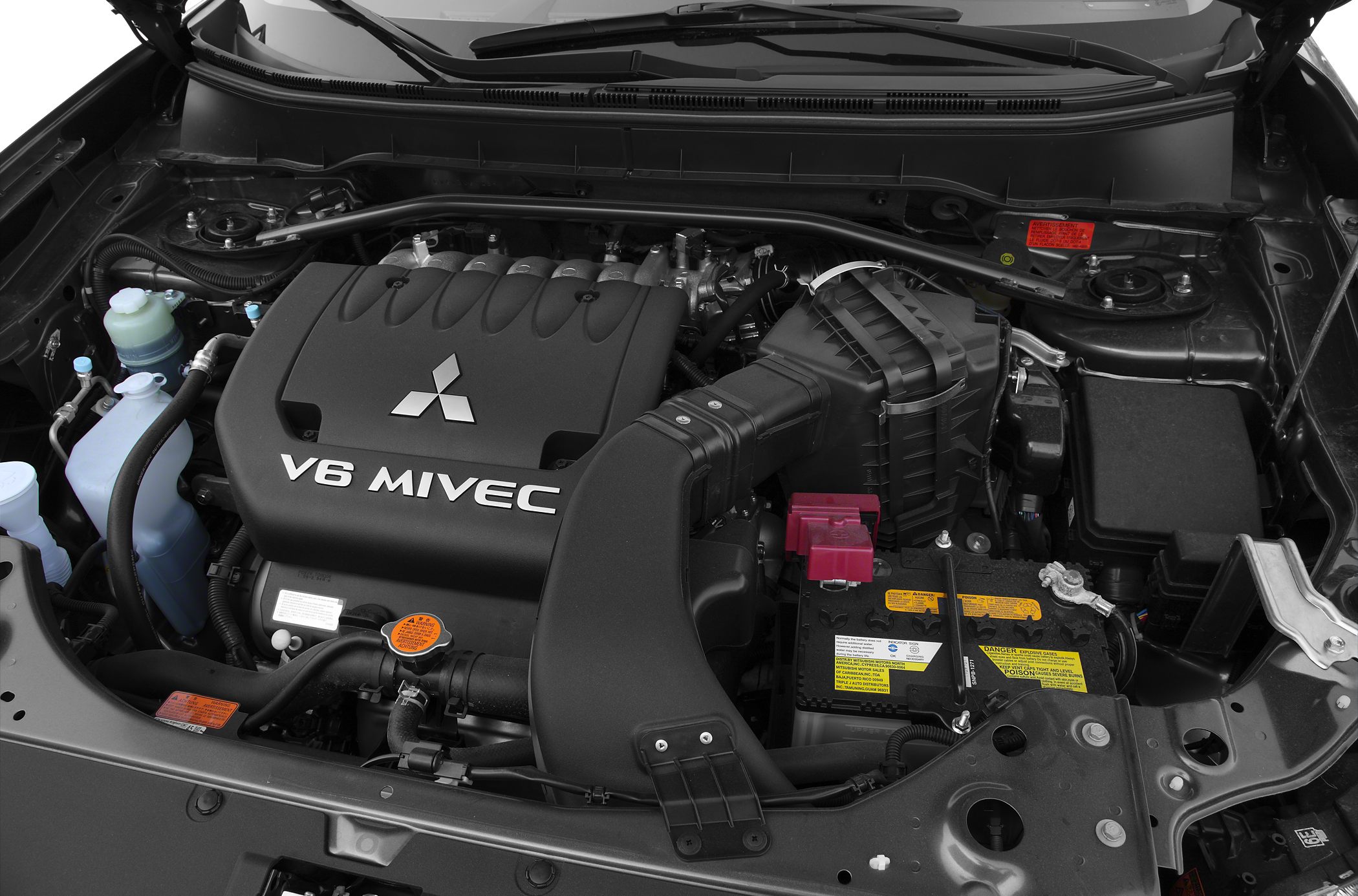 V6 MIVEC engine with detailed component layout and engine bay organization