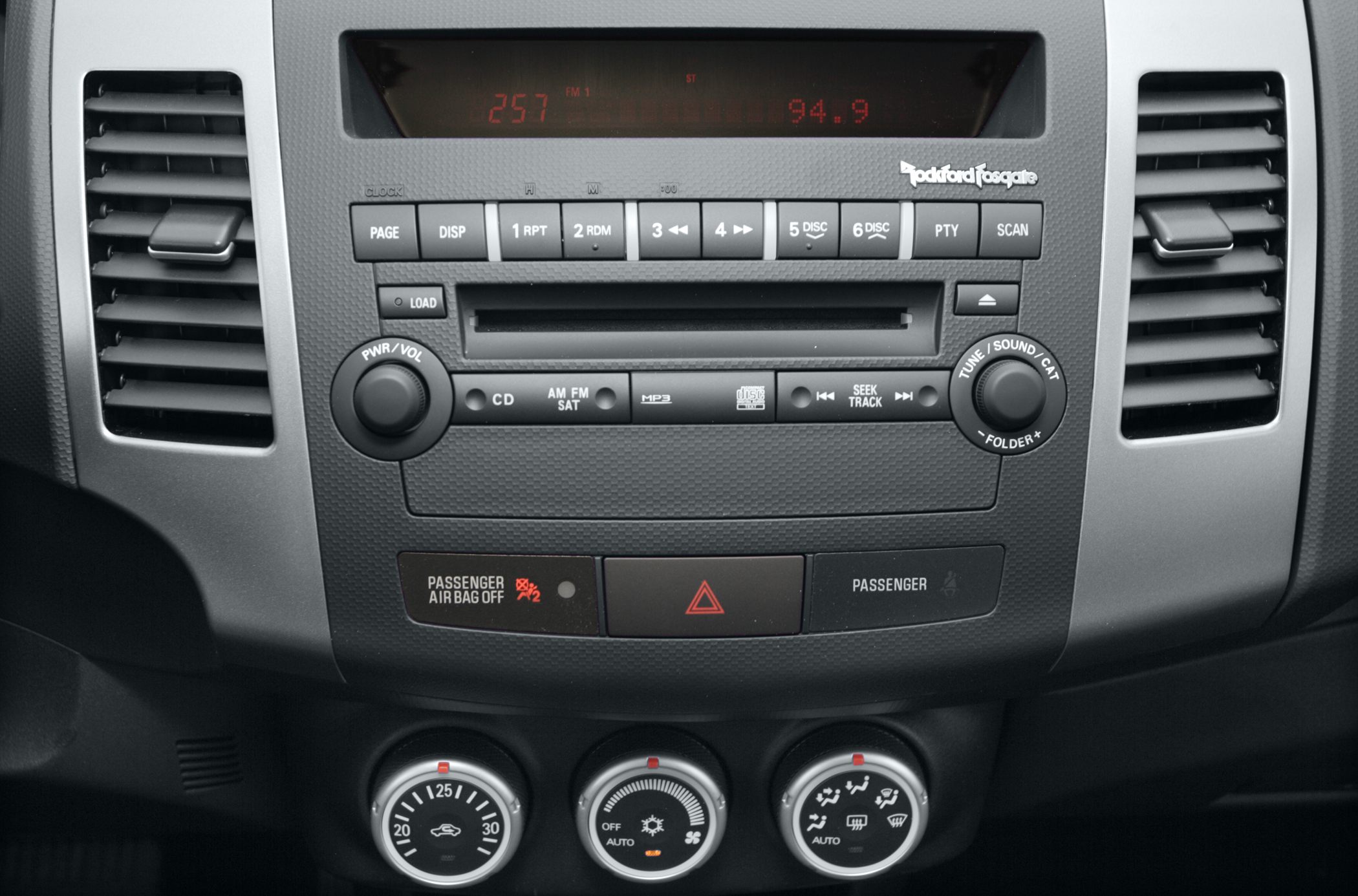 Car audio system and manual climate control knobs