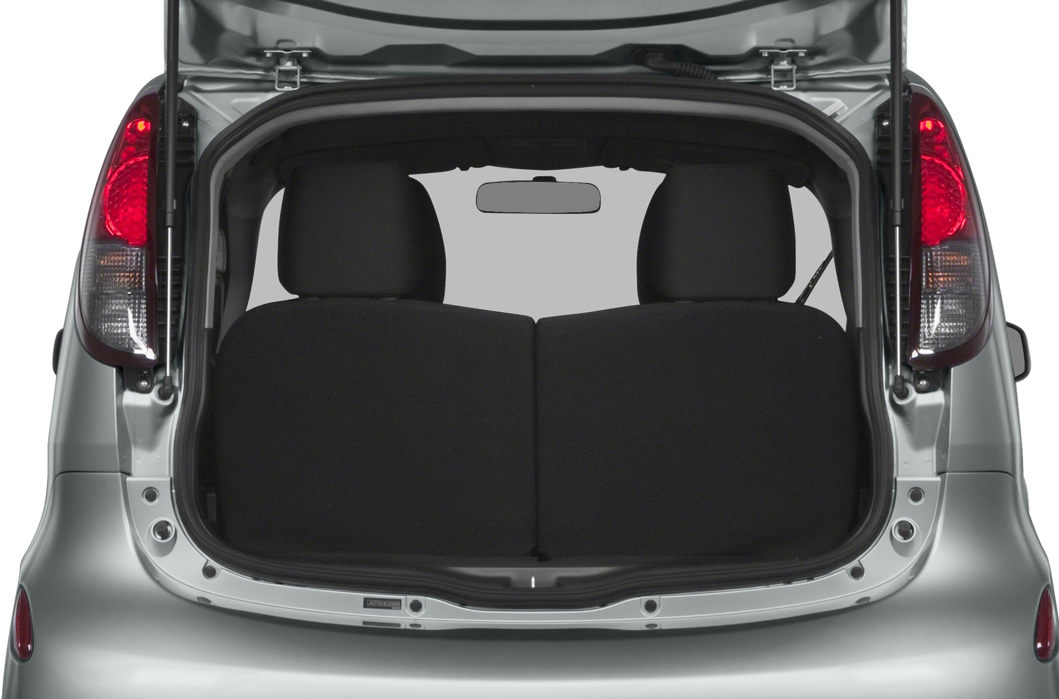 Open rear hatch with visible back seats and cargo area.