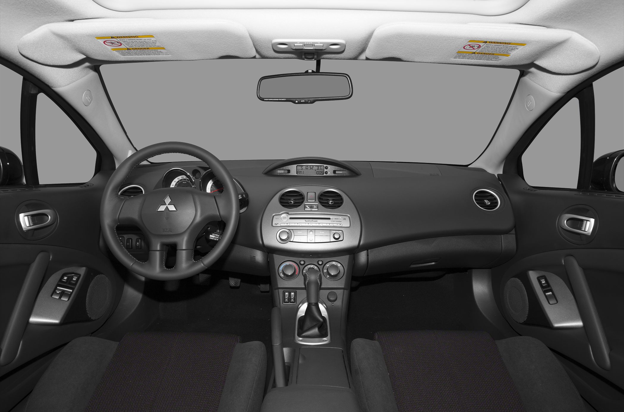 Dashboard, steering wheel, center console controls of a car interior