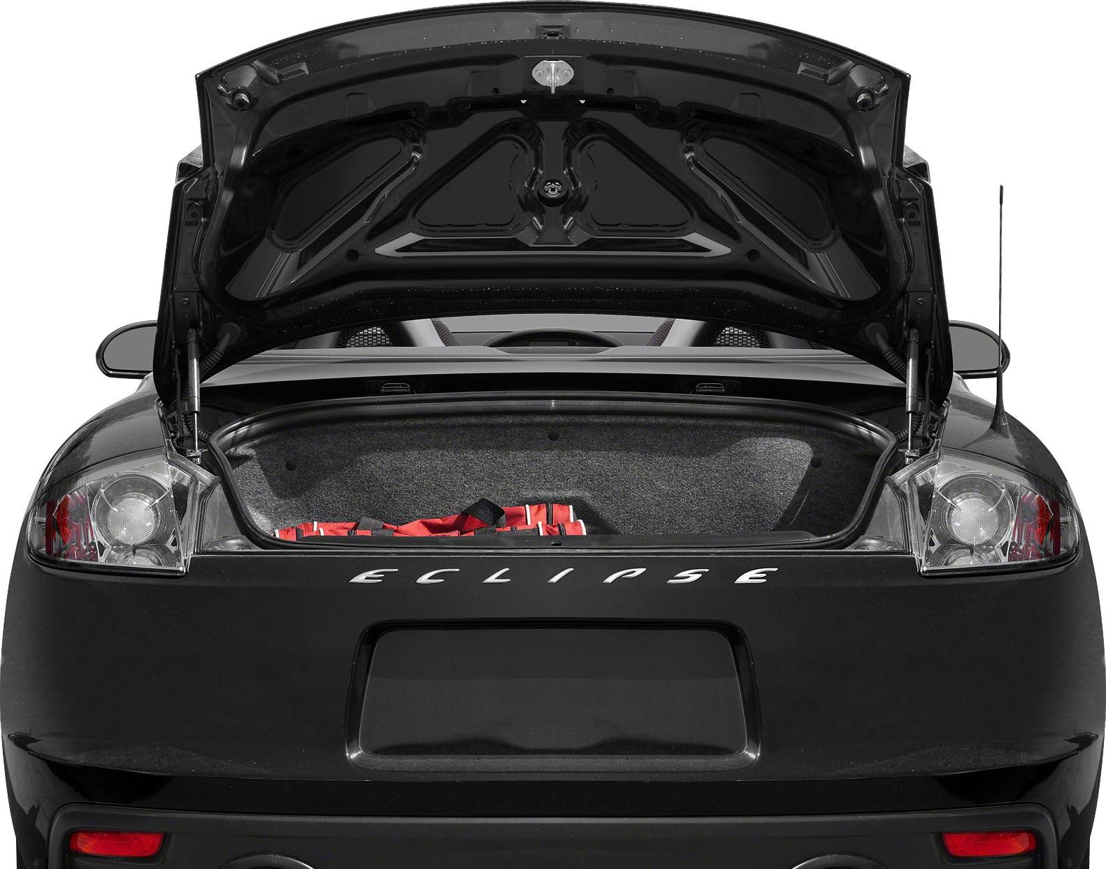 Rear view of car with open trunk and visible taillights