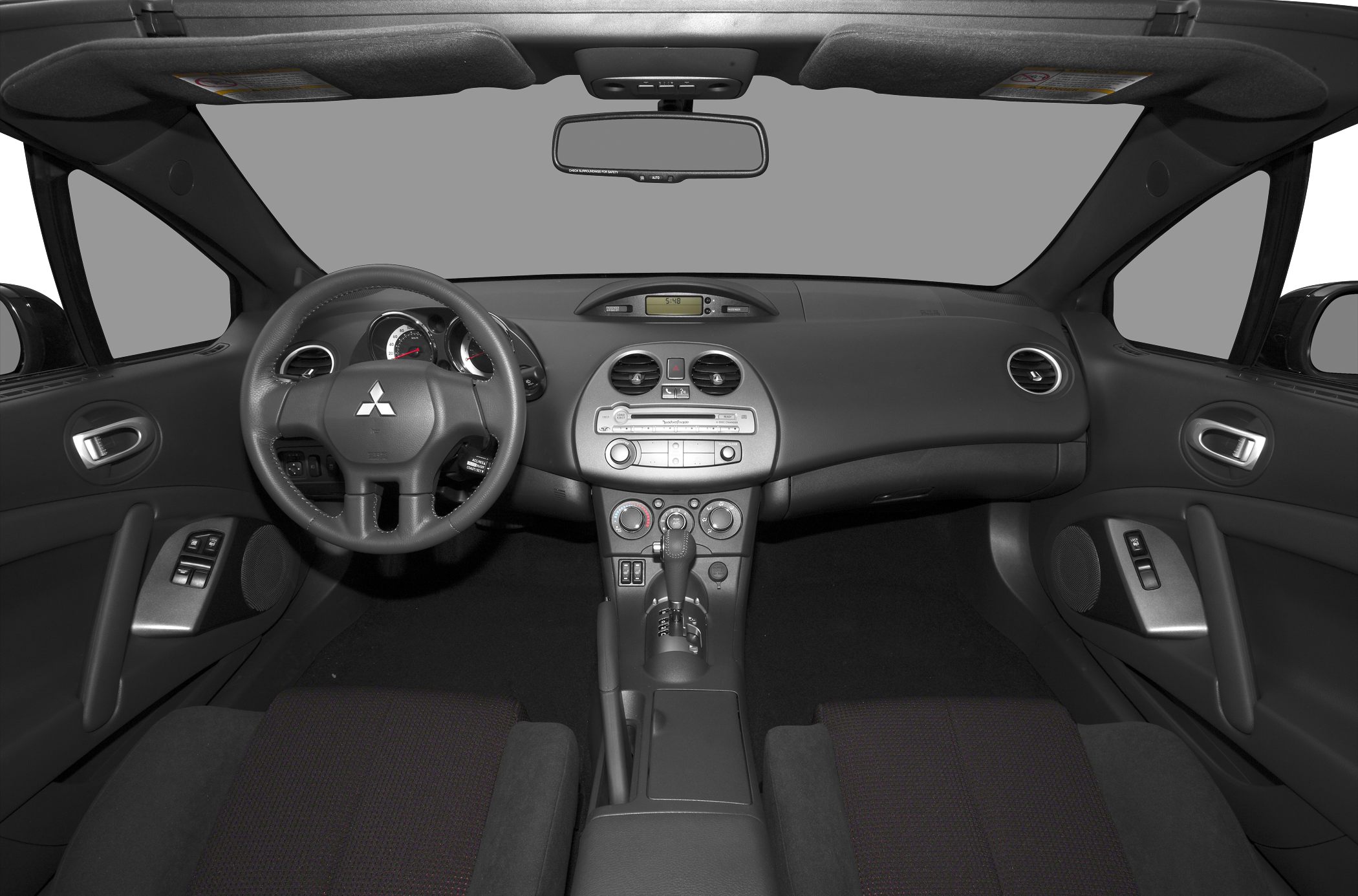 Dashboard, steering wheel, center console interior view