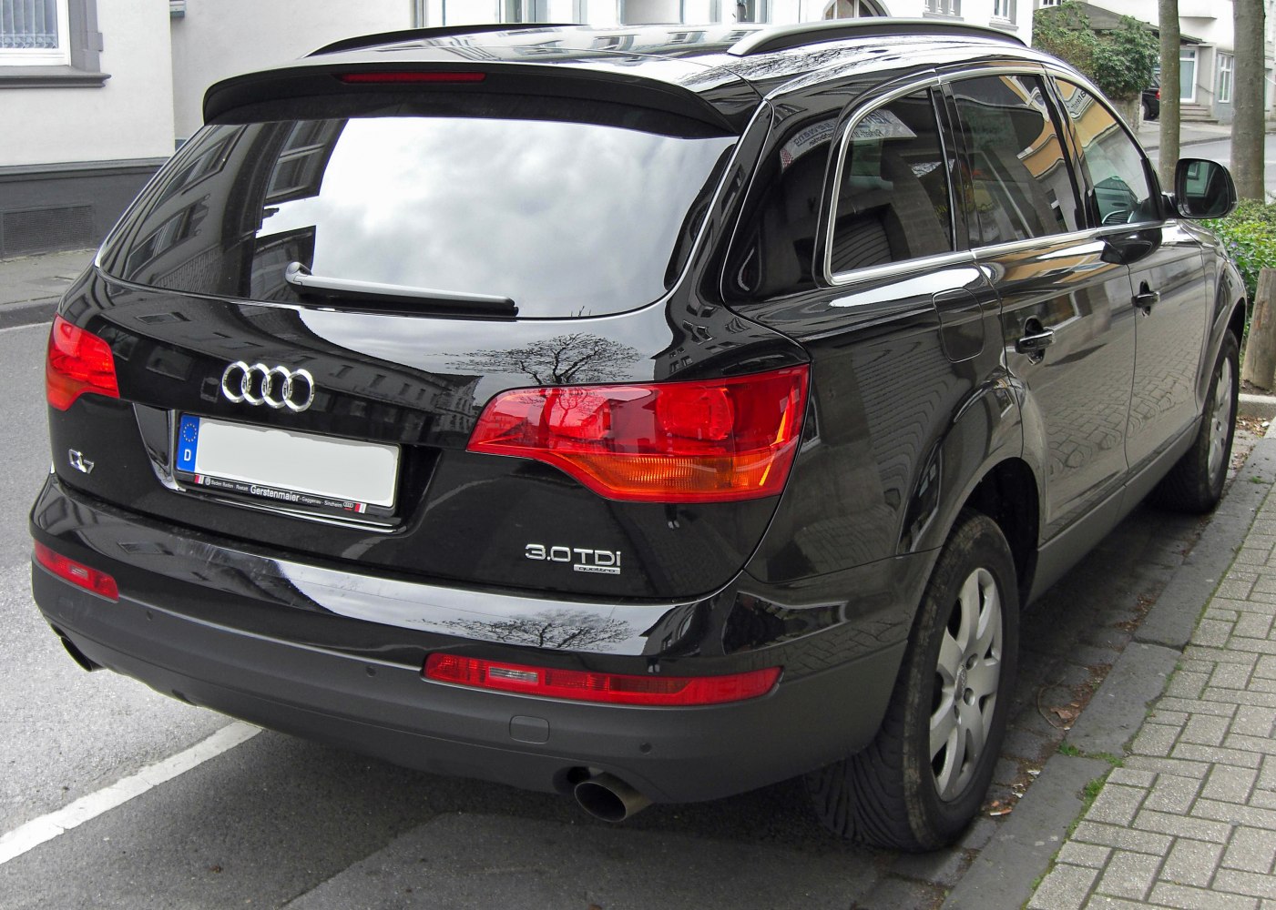 Rear view of black SUV with distinctive taillights and 3.0 TDI badge