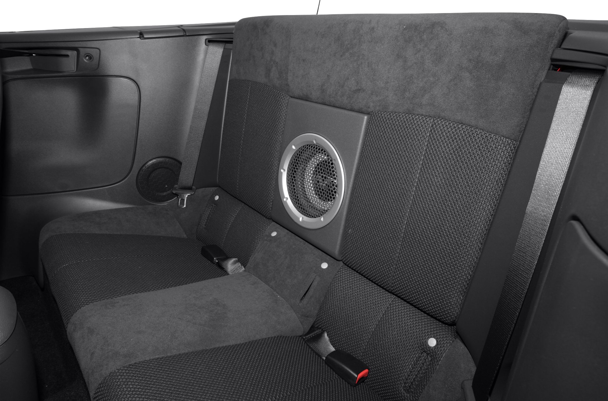 Rear seats with center speaker and seatbelt details