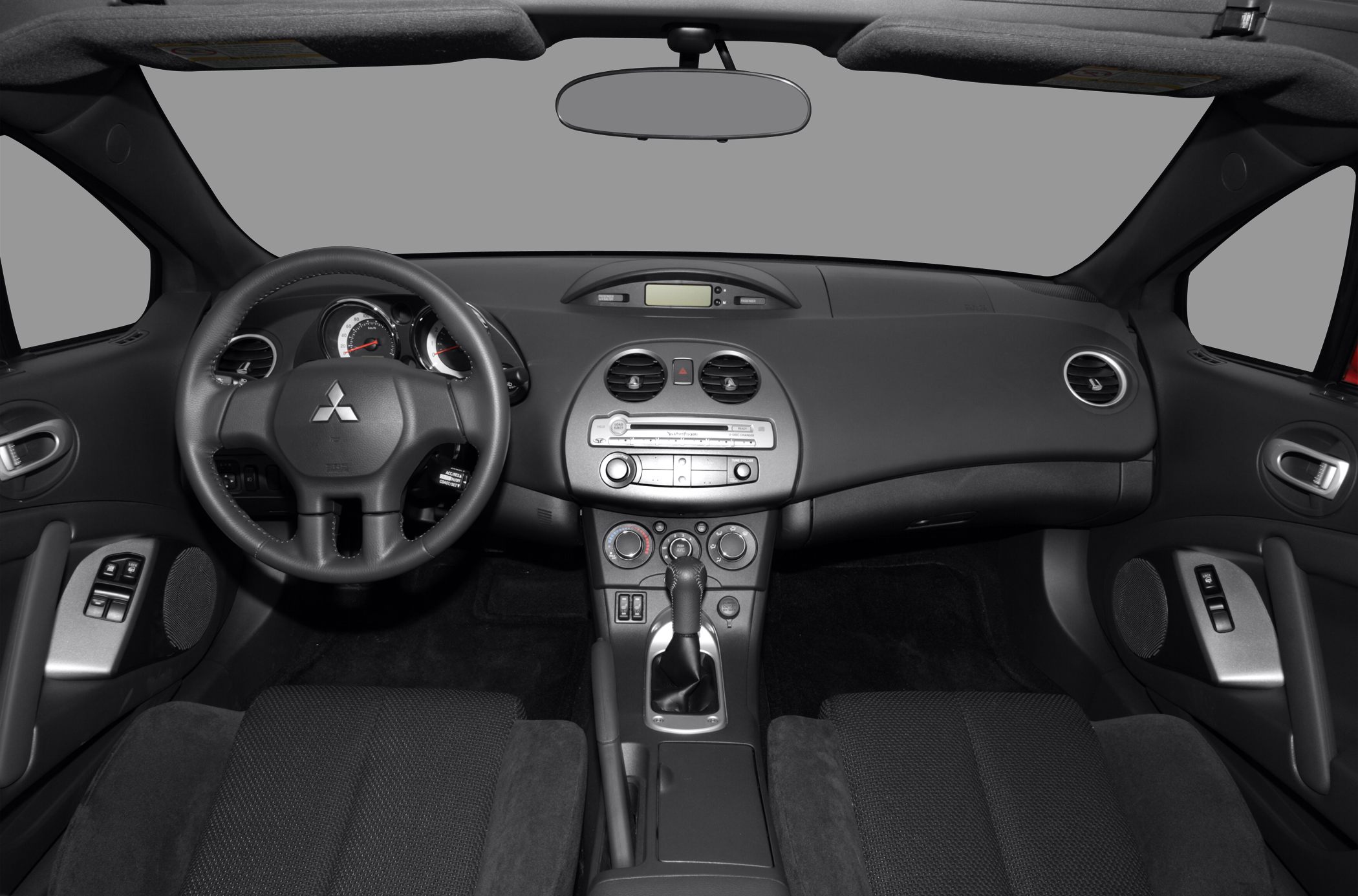 Dashboard and steering wheel with center console of a convertible sport car