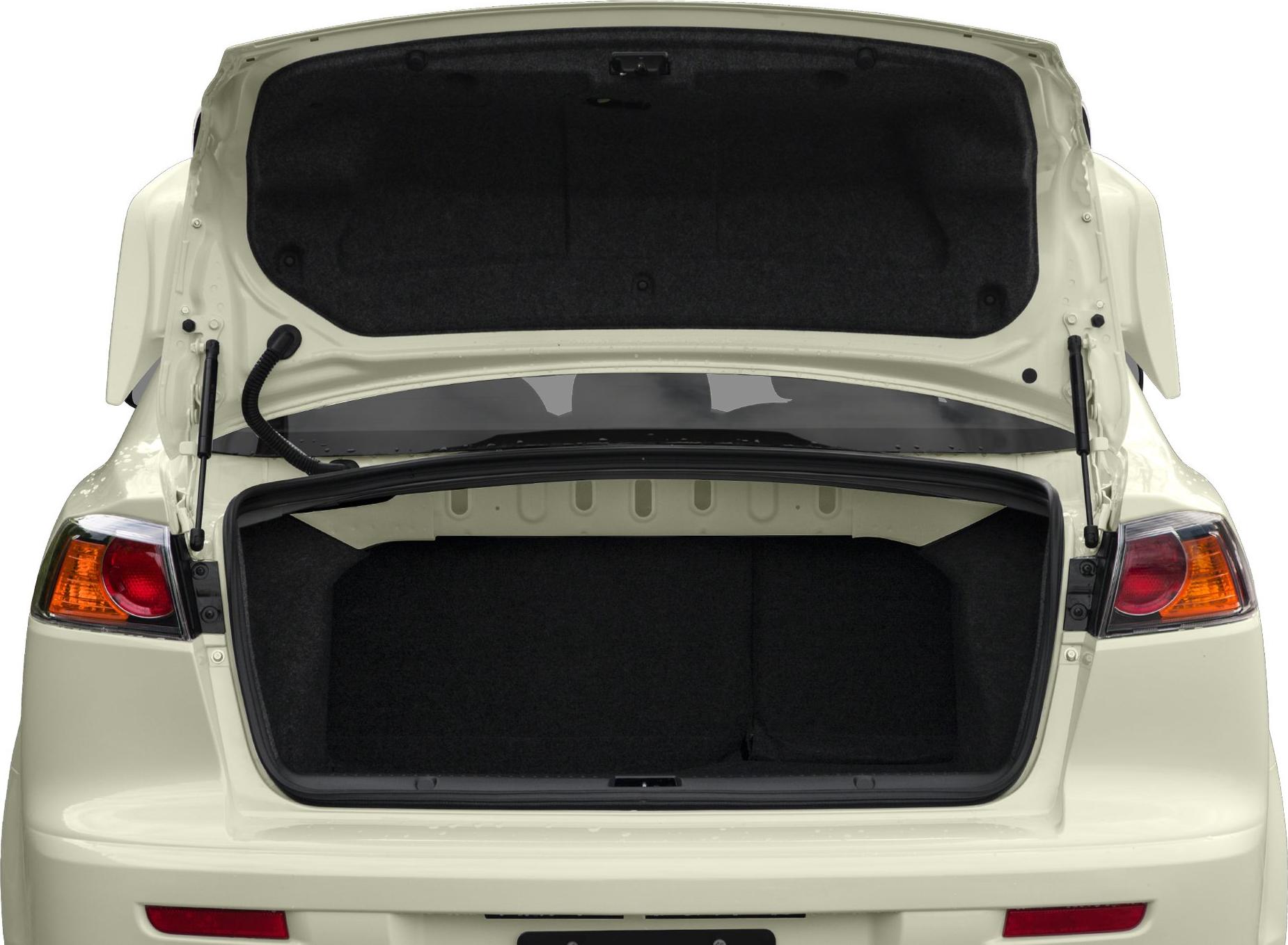 Spacious open trunk with black interior lining and rear lights visible.