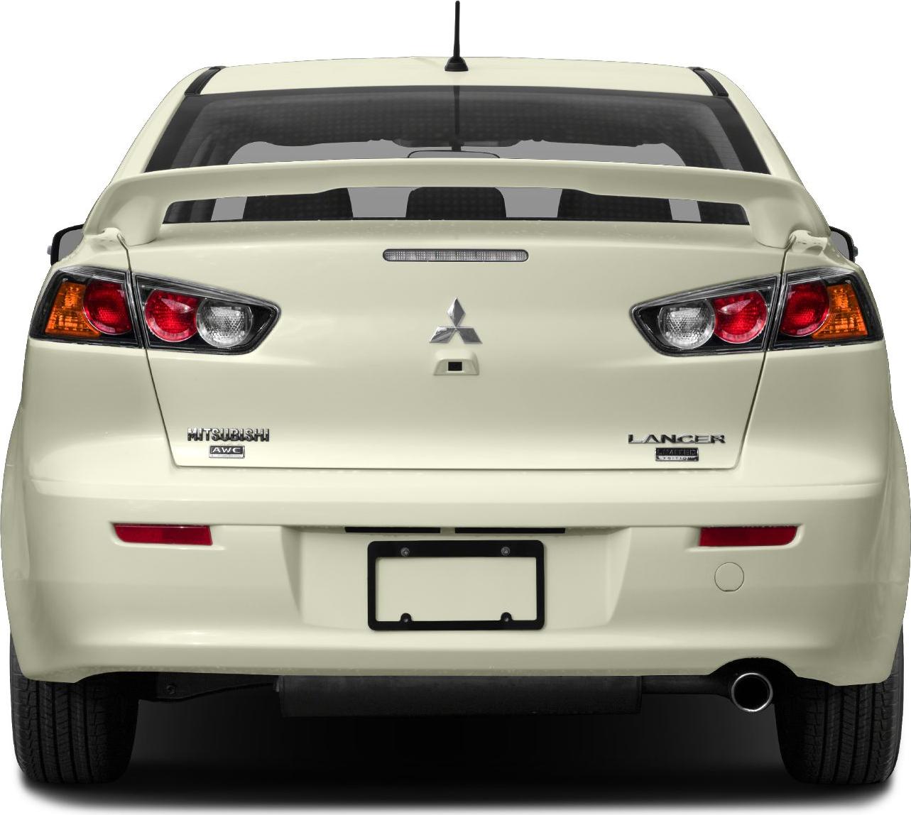 Rear view with spoiler and distinct tail lights