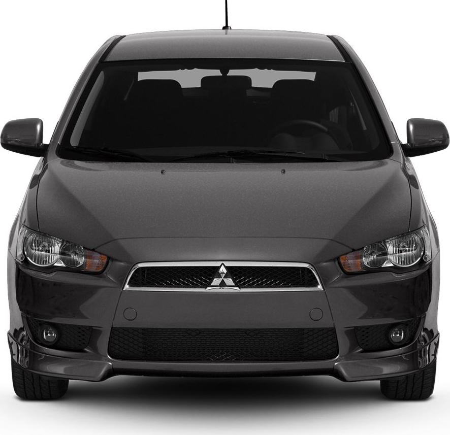 Front view with headlights and grille of a sleek sedan