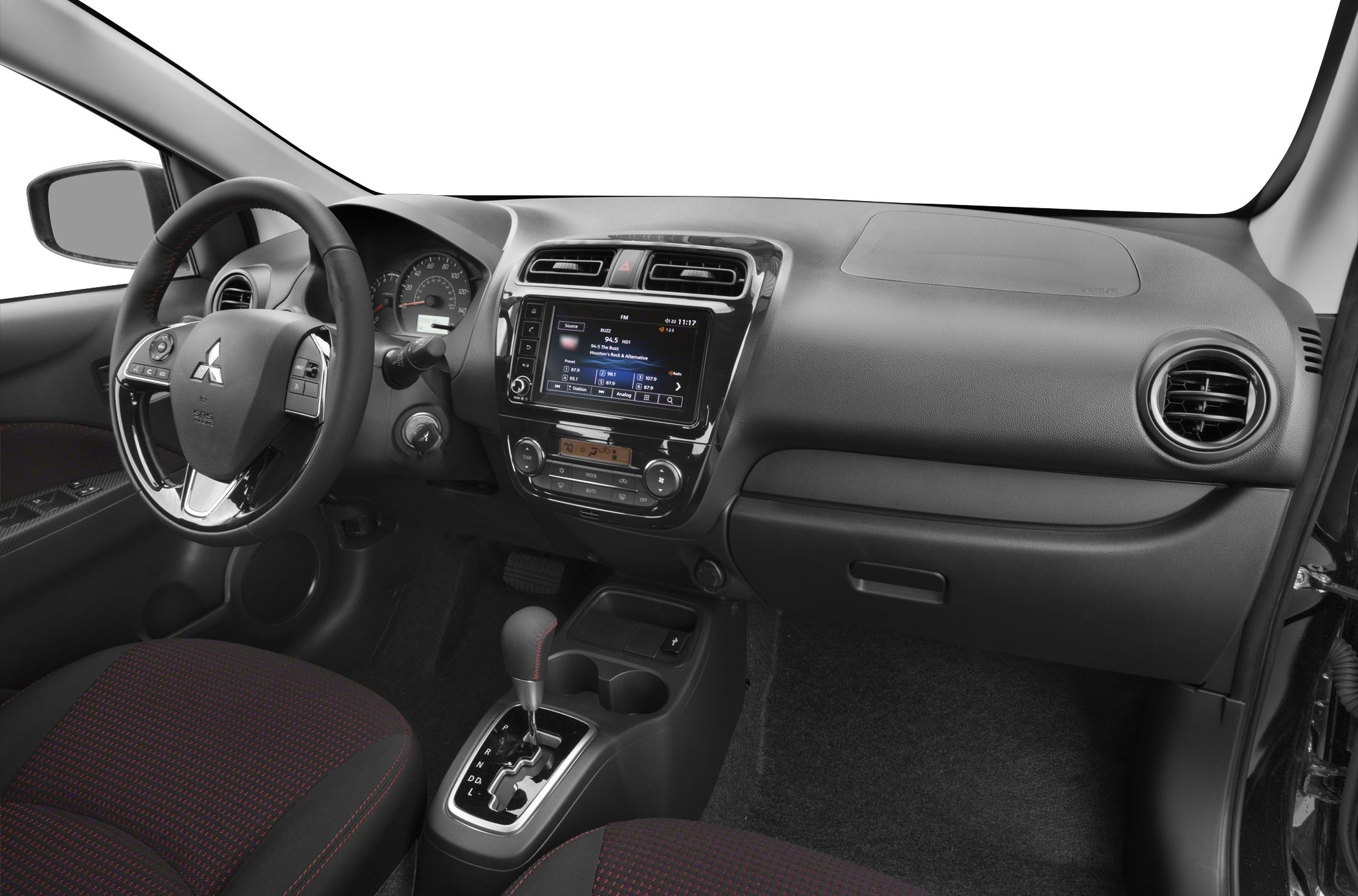 Dashboard, steering wheel, infotainment, gear shift