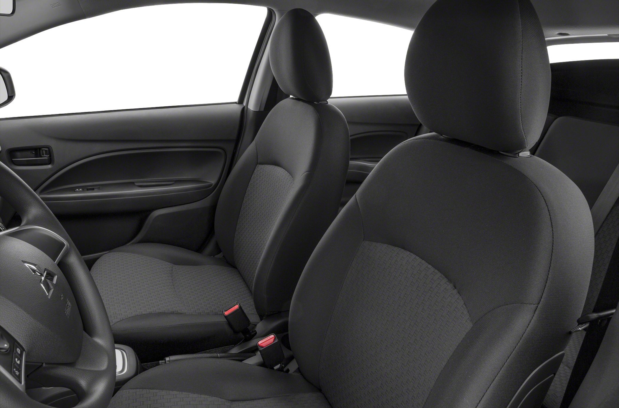 Front seats with fabric upholstery and ergonomic design