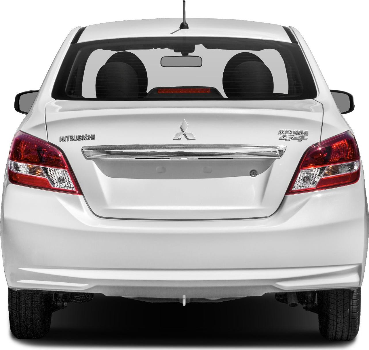 White compact sedan rear view with distinct tail lights and trunk design
