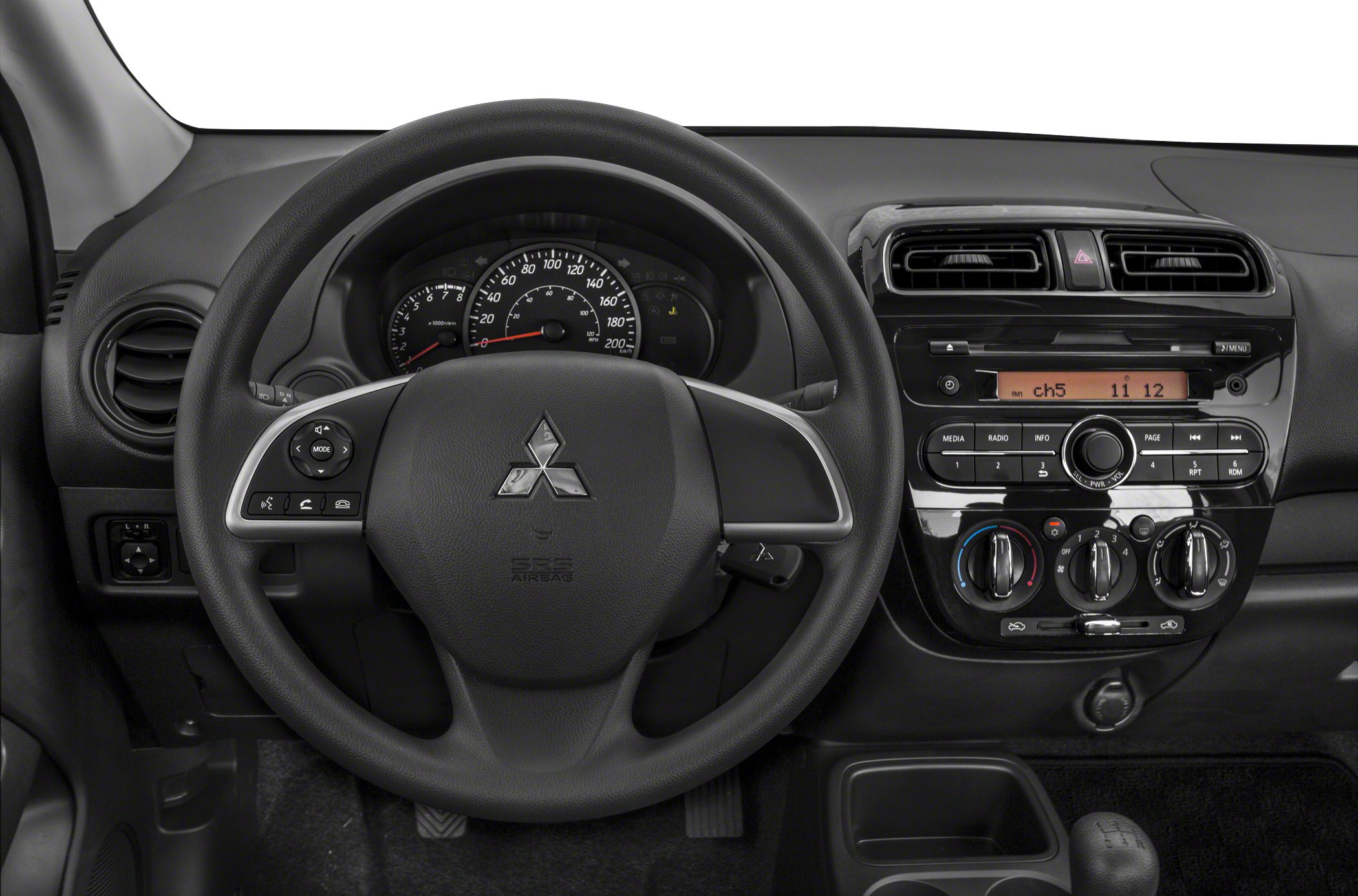 Dashboard, steering wheel, instrument cluster, and climate control panel.