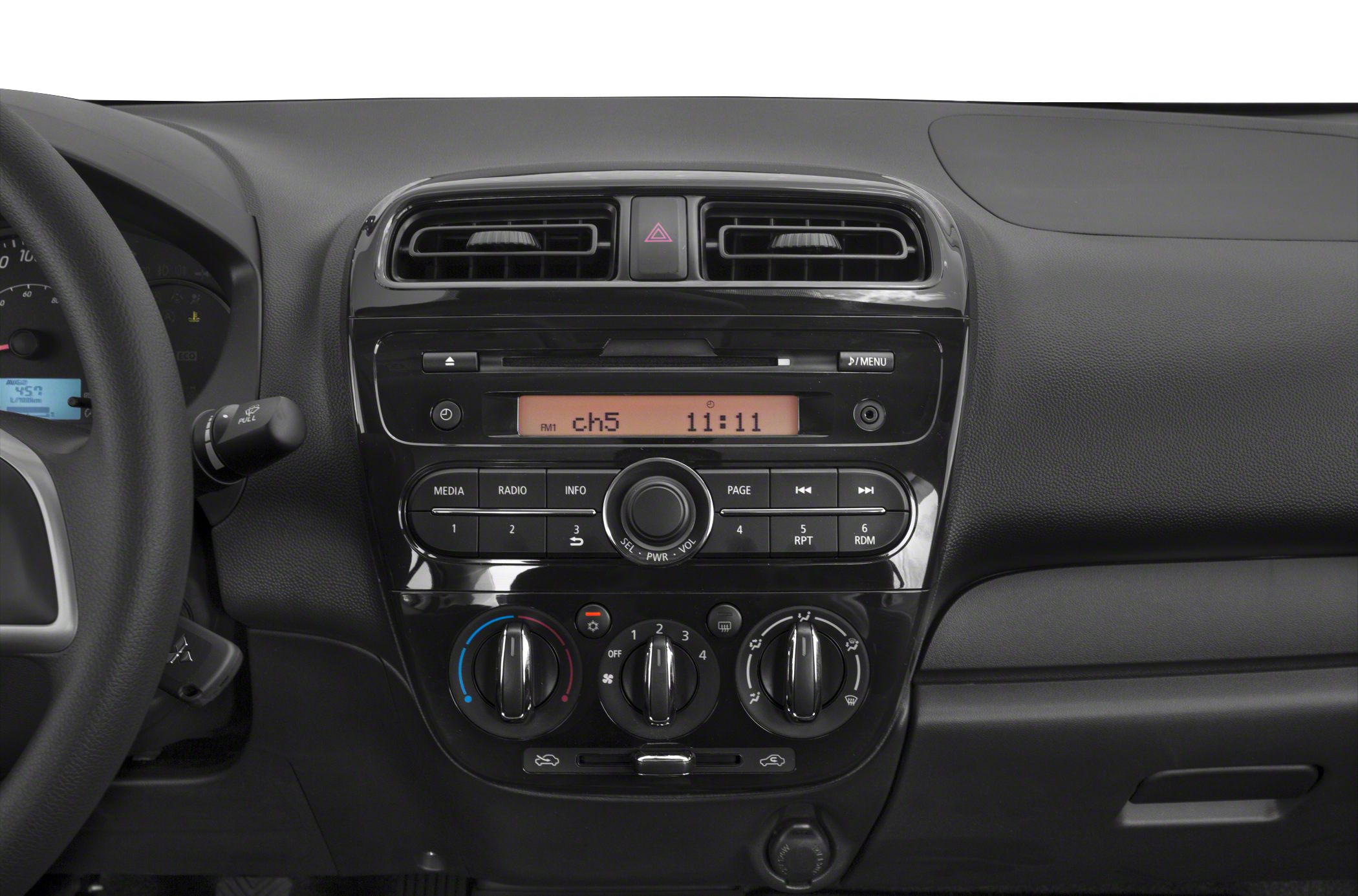 Center console with media system and climate control knobs