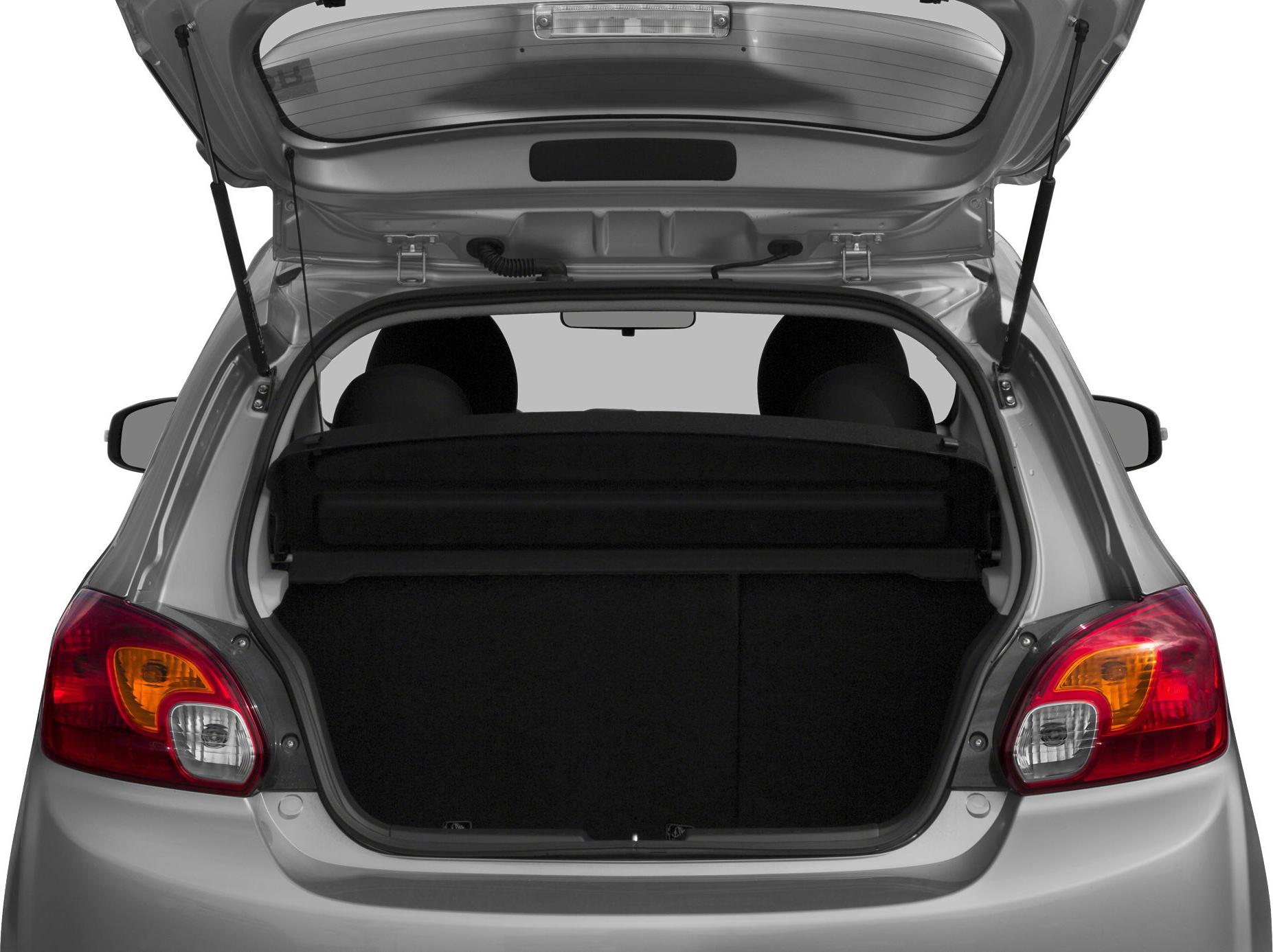 Open hatchback trunk space with rear seats and tail lights