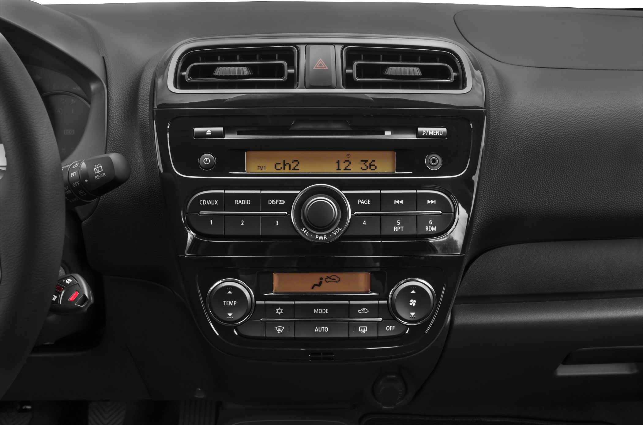 Center console with audio and climate control interface