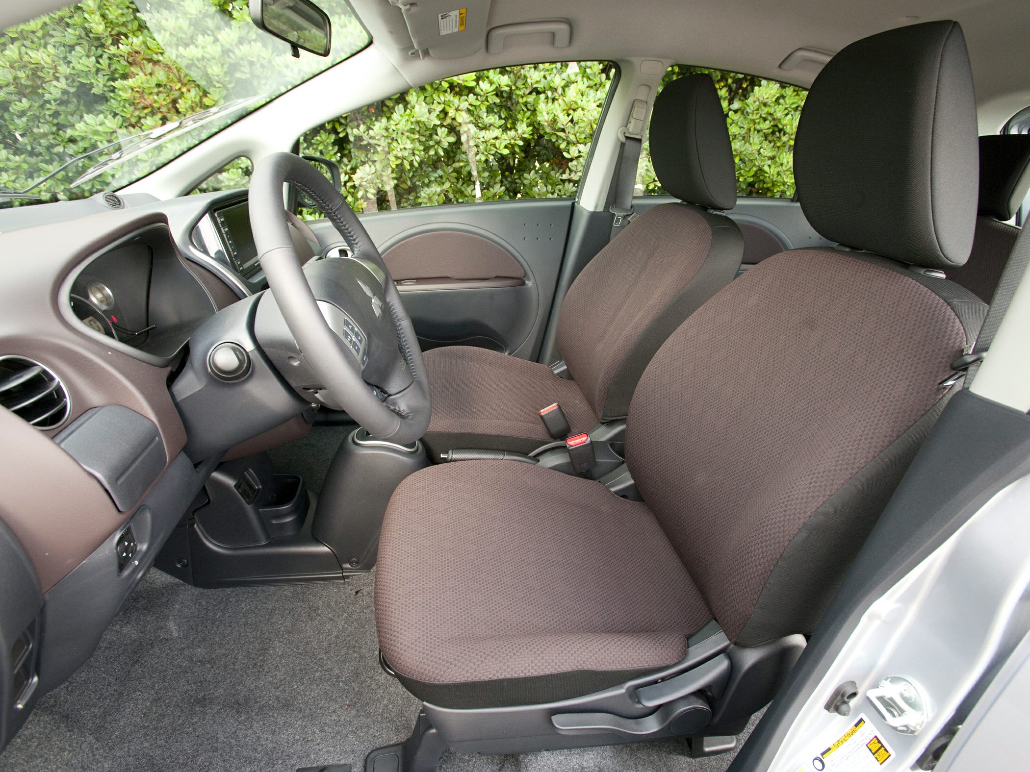 Front seats and dashboard of compact electric vehicle