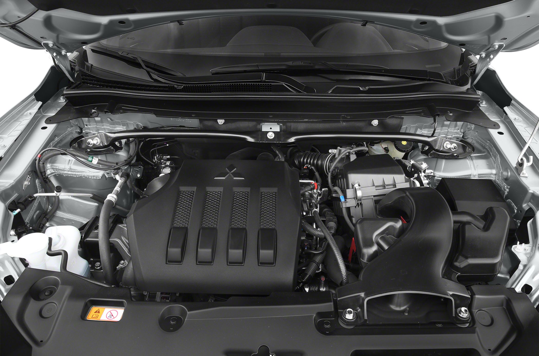 Detailed engine bay with engine cover and air intake system