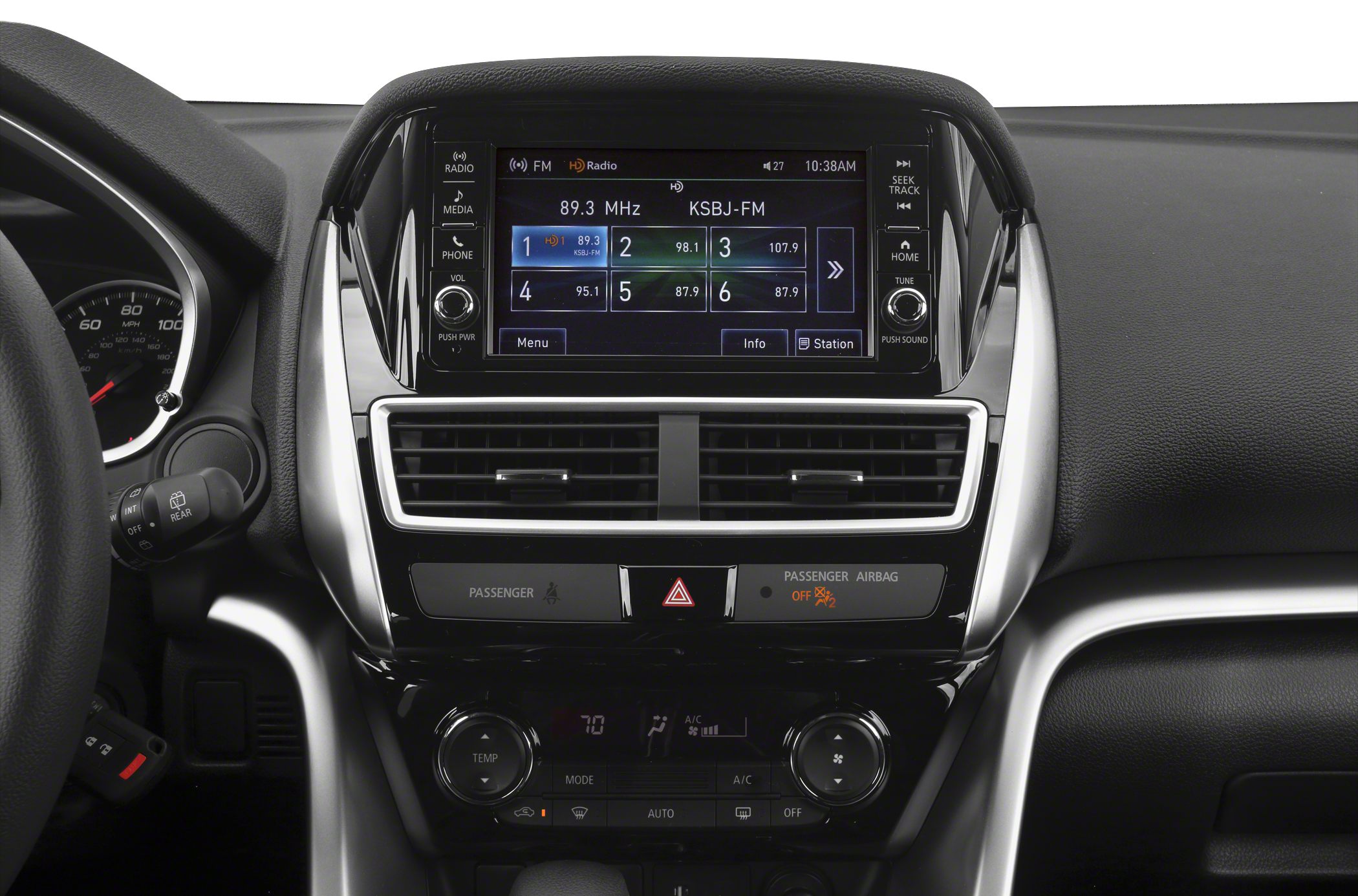 Infotainment touchscreen with radio and dual-zone climate control