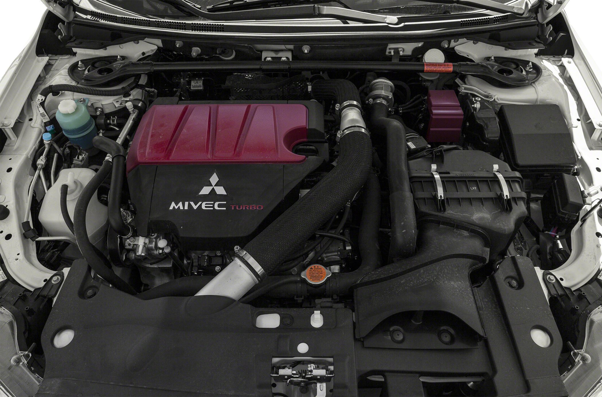 Turbocharged MIVEC engine bay with air intake and components