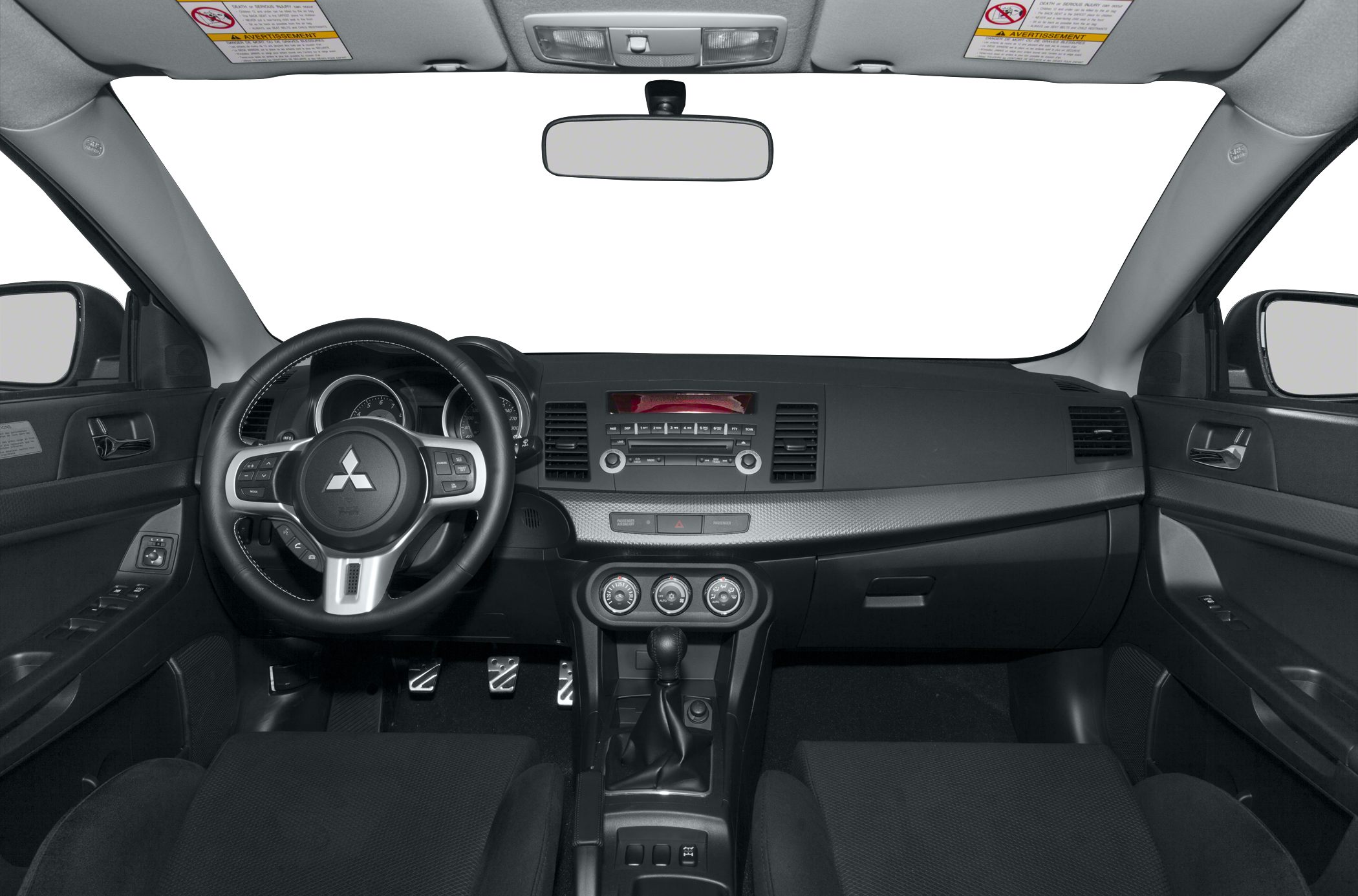 Dashboard, steering wheel, and gear shift interior view