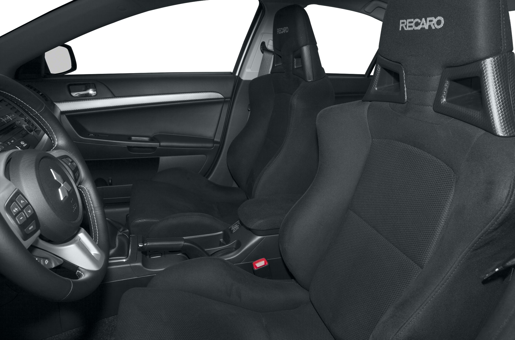 Recaro sport bucket seats inside a car interior