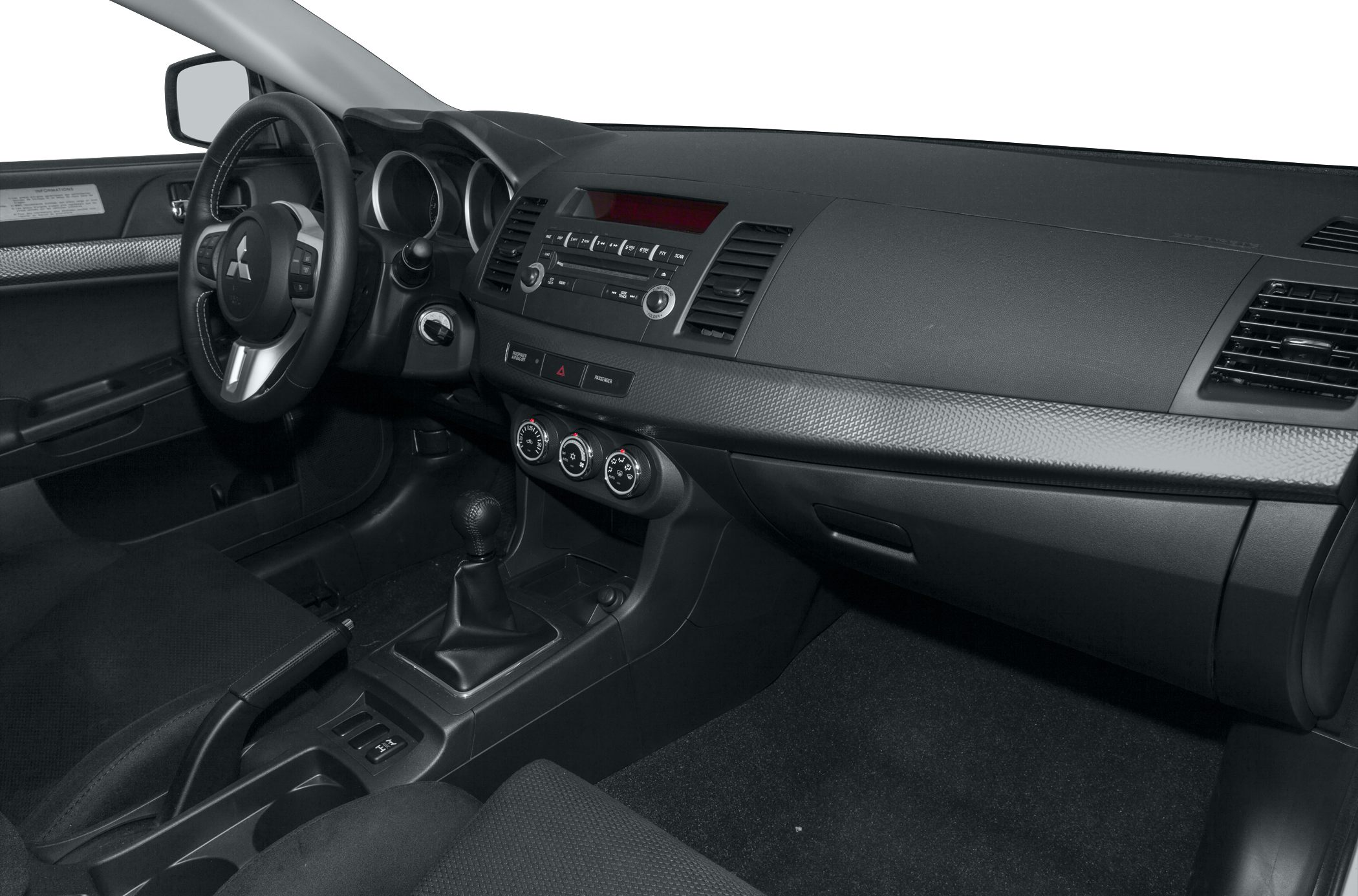 Dashboard and manual gear shift of sporty car interior