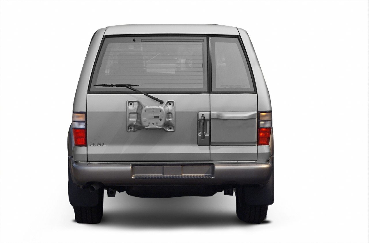 Rear view with spare tire mount on rear door and rear tail lights