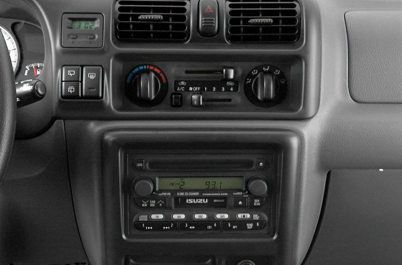 Analog dashboard controls with radio and air conditioning panel